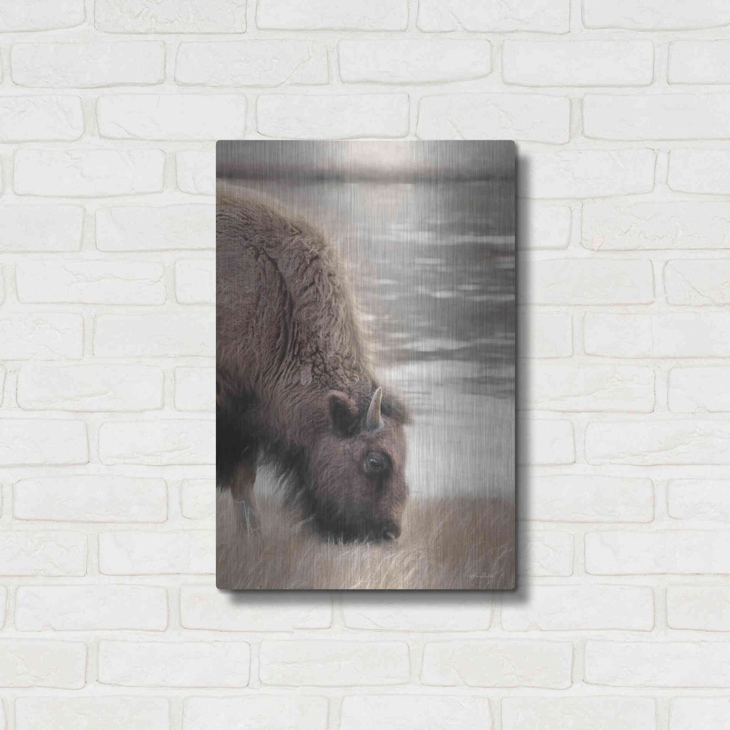 Luxe Metal Art 'Yellowstone Buffalo' by Lori Deiter, Metal Wall Art,16x24