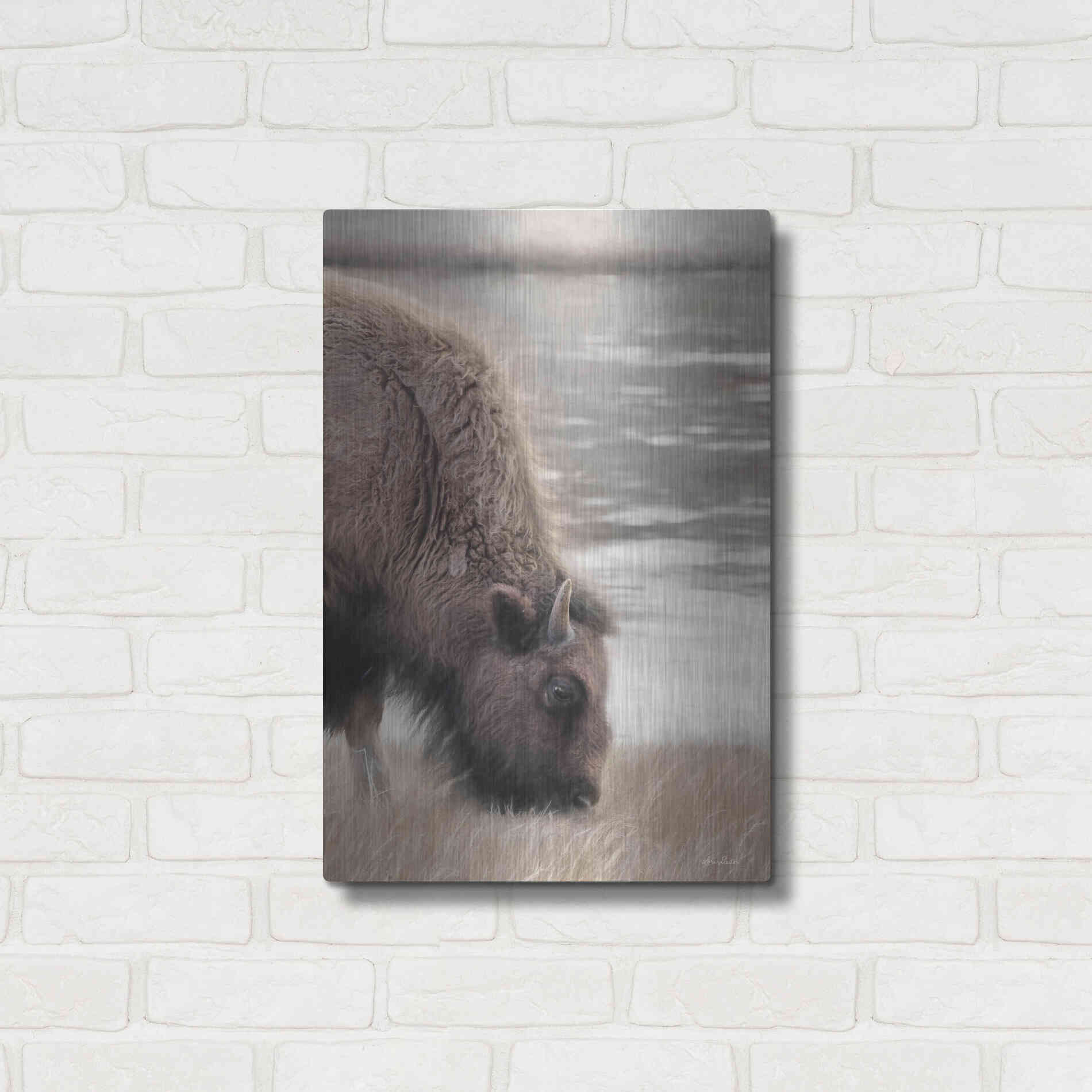 Luxe Metal Art 'Yellowstone Buffalo' by Lori Deiter, Metal Wall Art,16x24