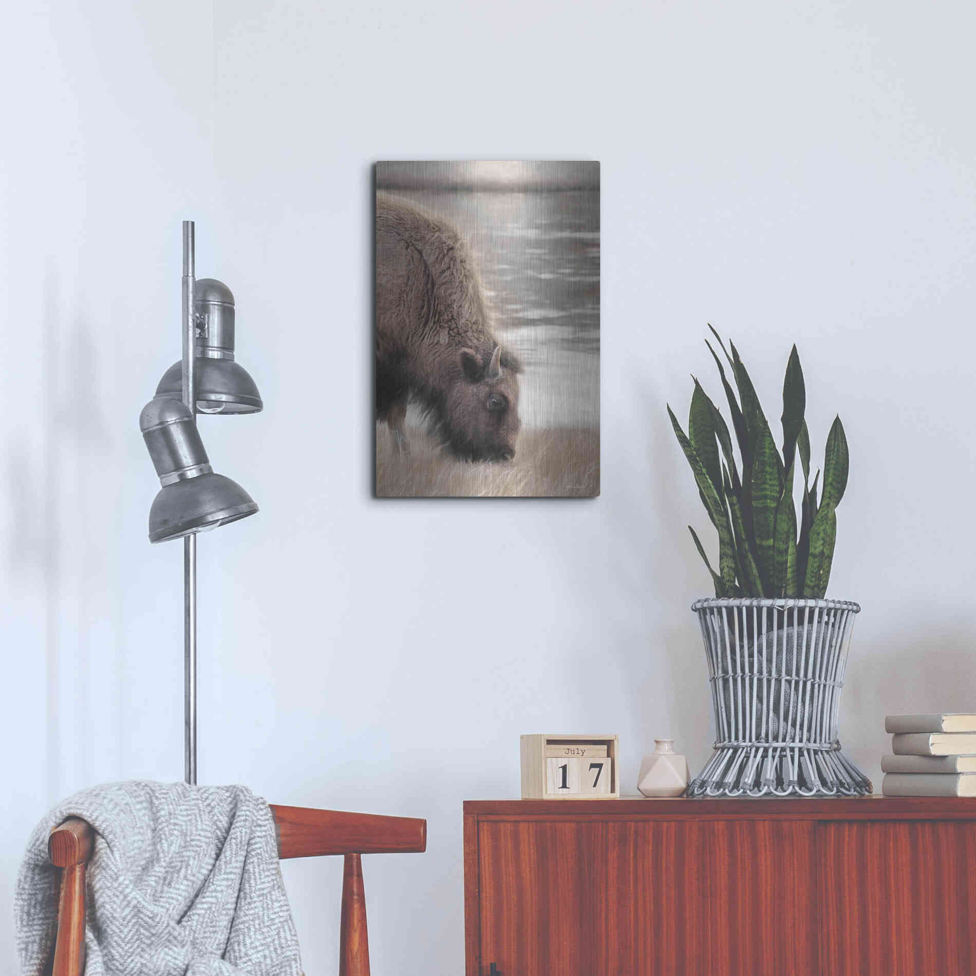 Luxe Metal Art 'Yellowstone Buffalo' by Lori Deiter, Metal Wall Art,16x24