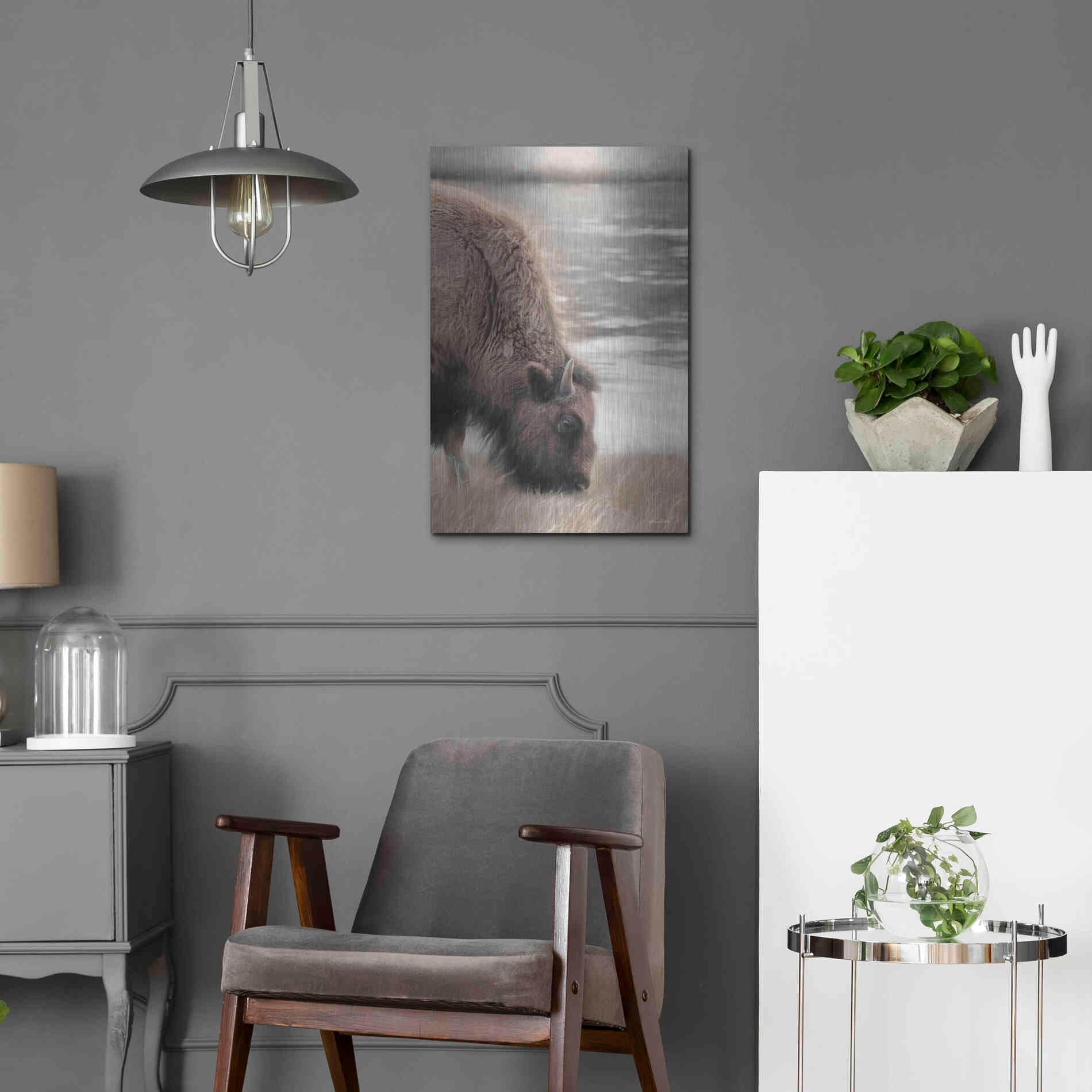 Luxe Metal Art 'Yellowstone Buffalo' by Lori Deiter, Metal Wall Art,16x24