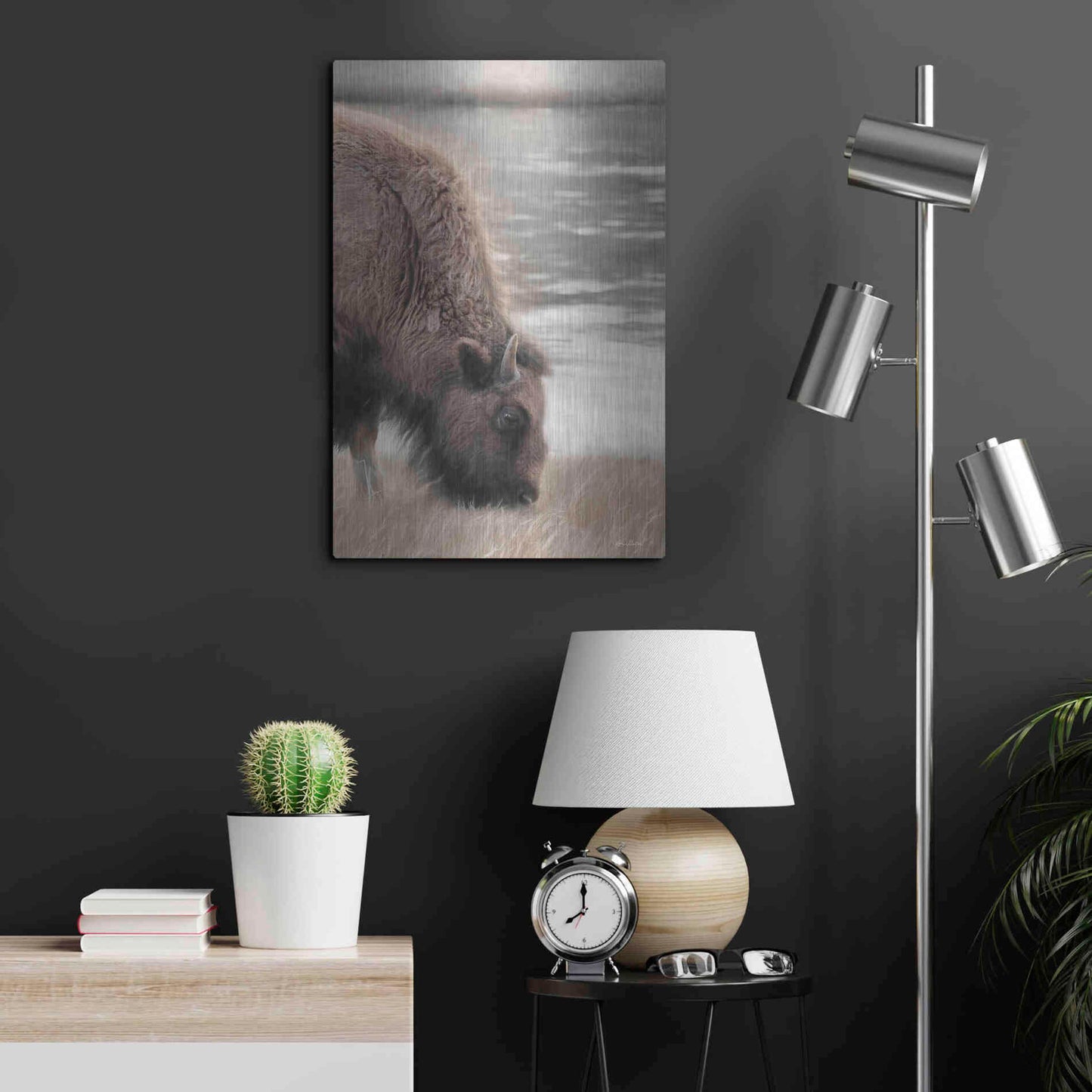 Luxe Metal Art 'Yellowstone Buffalo' by Lori Deiter, Metal Wall Art,16x24