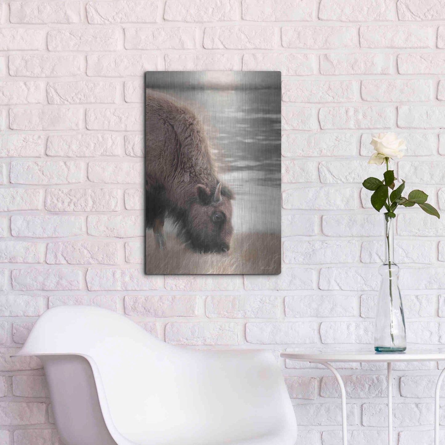 Luxe Metal Art 'Yellowstone Buffalo' by Lori Deiter, Metal Wall Art,16x24