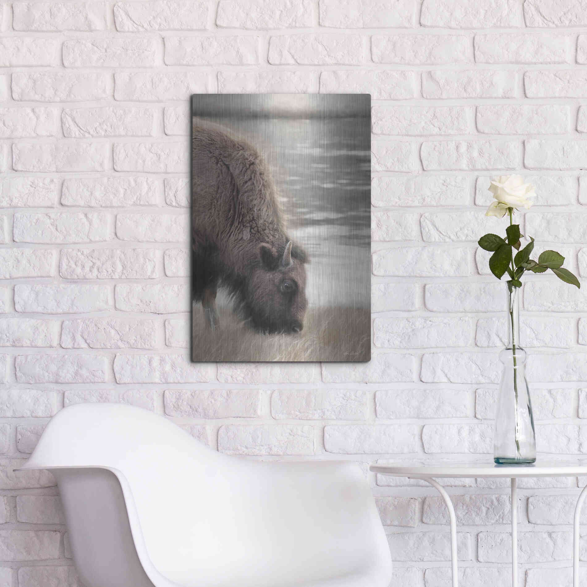 Luxe Metal Art 'Yellowstone Buffalo' by Lori Deiter, Metal Wall Art,16x24