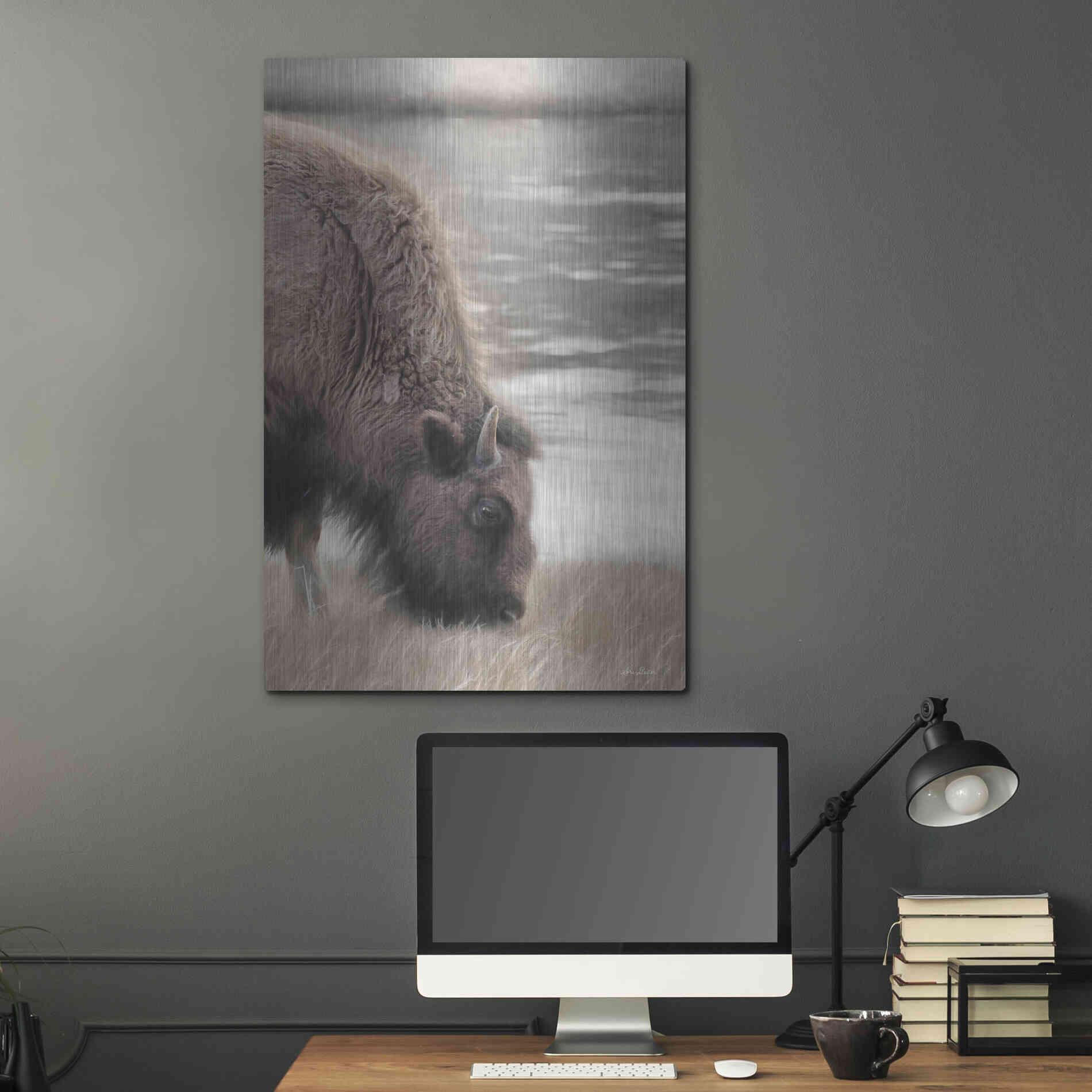 Luxe Metal Art 'Yellowstone Buffalo' by Lori Deiter, Metal Wall Art,24x36