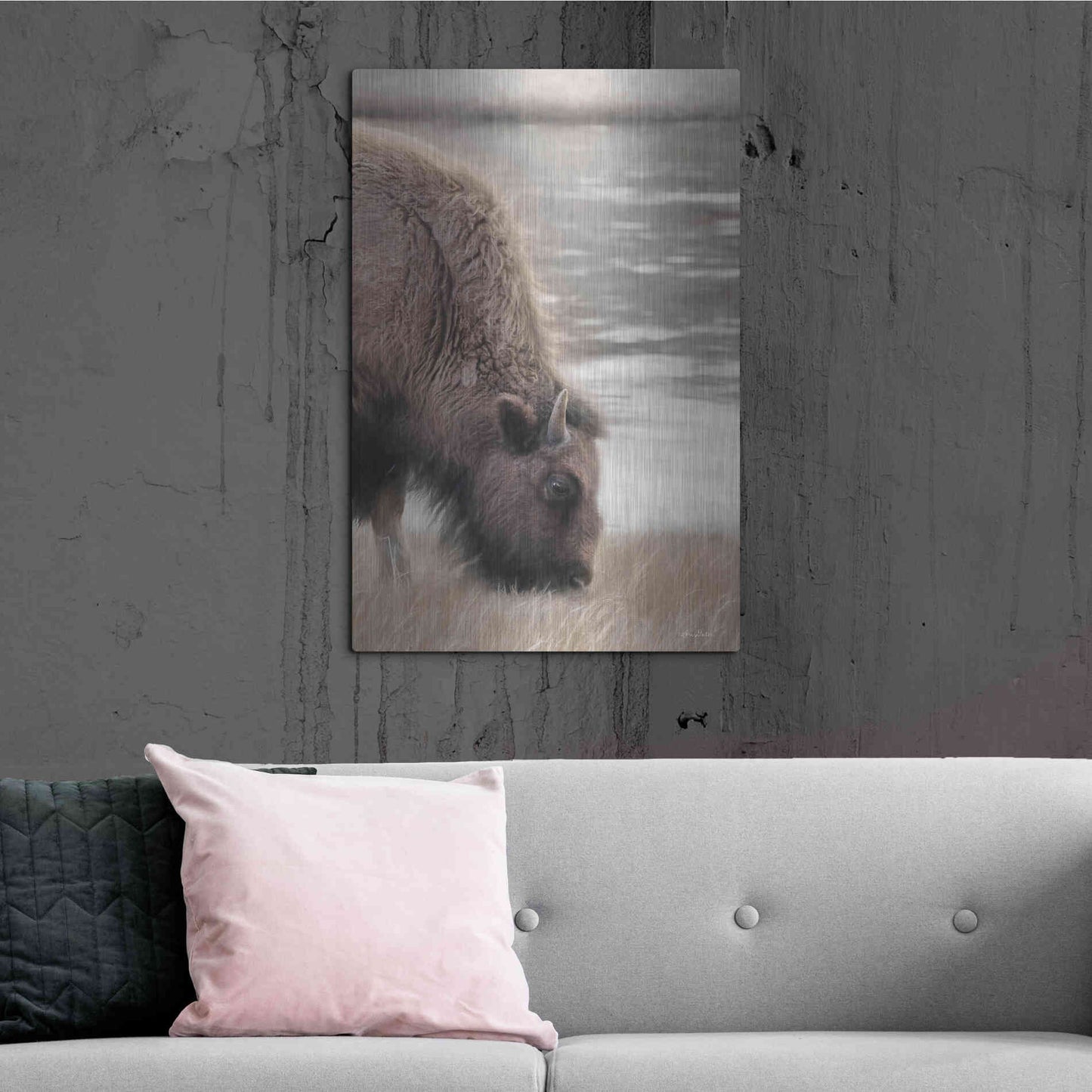 Luxe Metal Art 'Yellowstone Buffalo' by Lori Deiter, Metal Wall Art,24x36