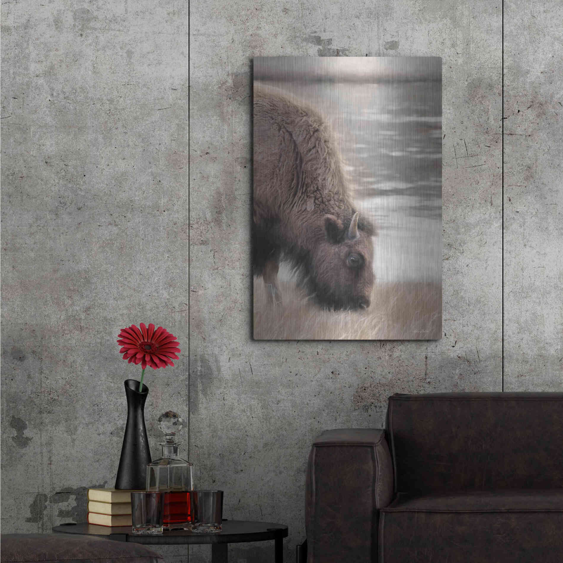 Luxe Metal Art 'Yellowstone Buffalo' by Lori Deiter, Metal Wall Art,24x36