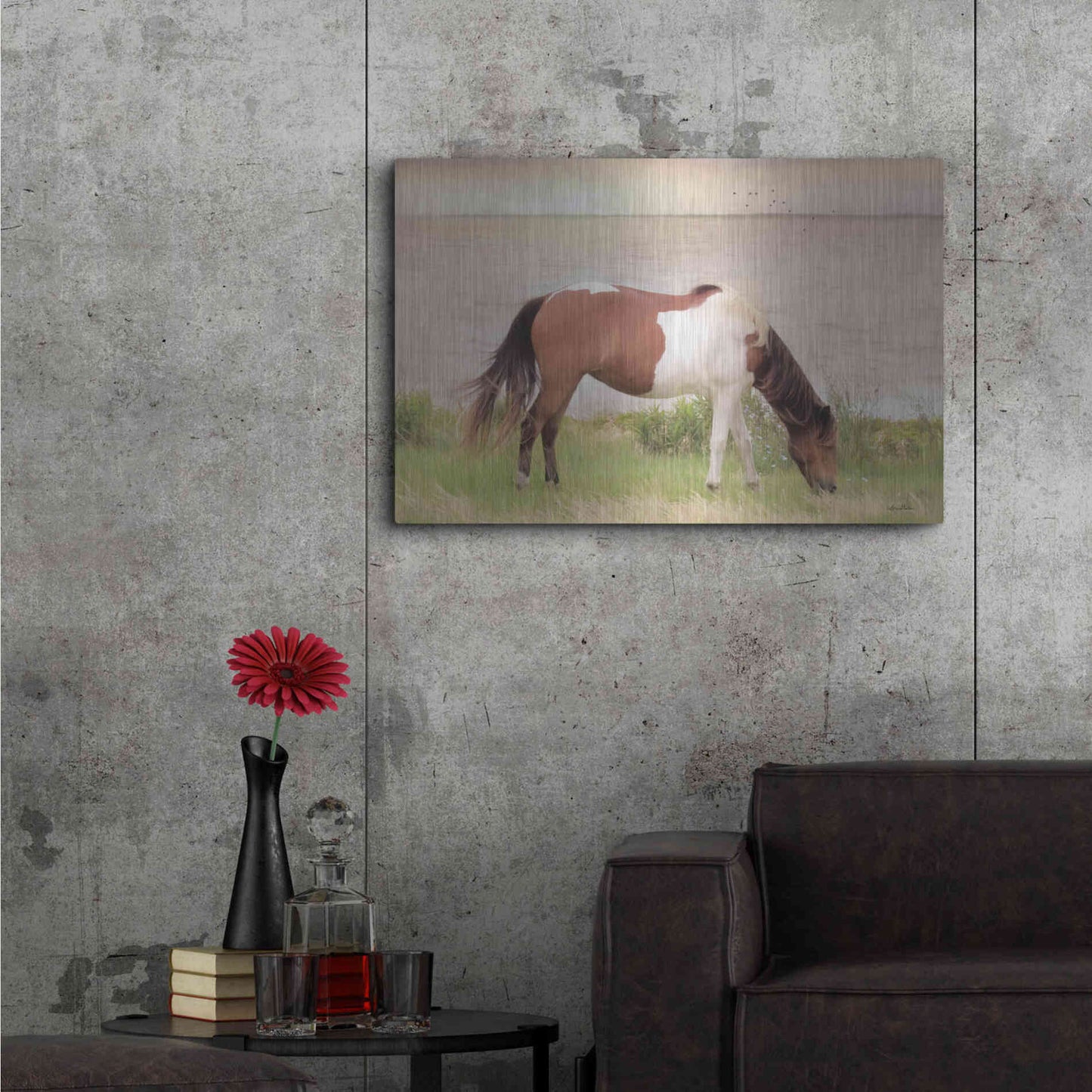 Luxe Metal Art 'Grazing on Assateague Island' by Lori Deiter, Metal Wall Art,36x24