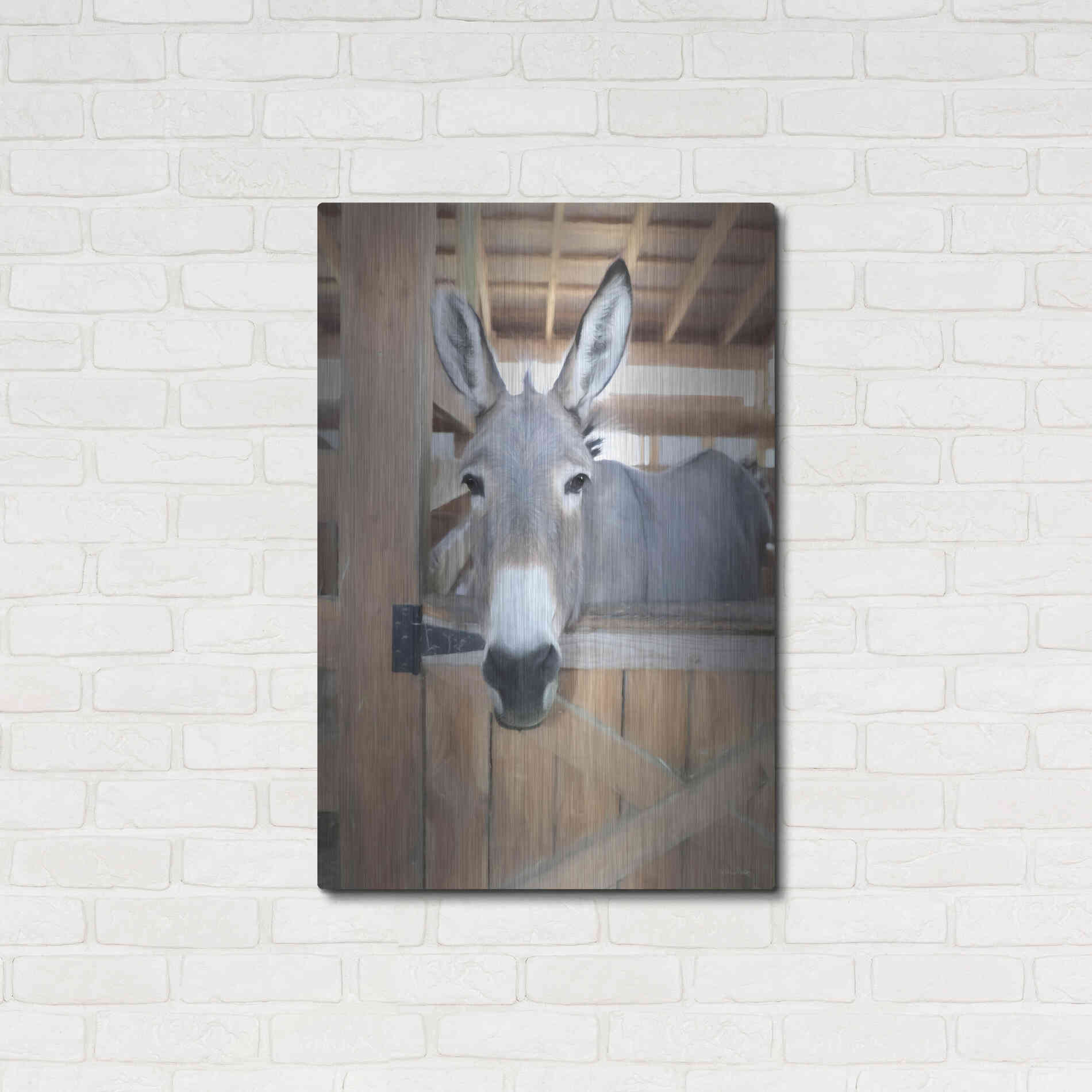 Luxe Metal Art 'Curious Donkey' by Lori Deiter, Metal Wall Art,24x36