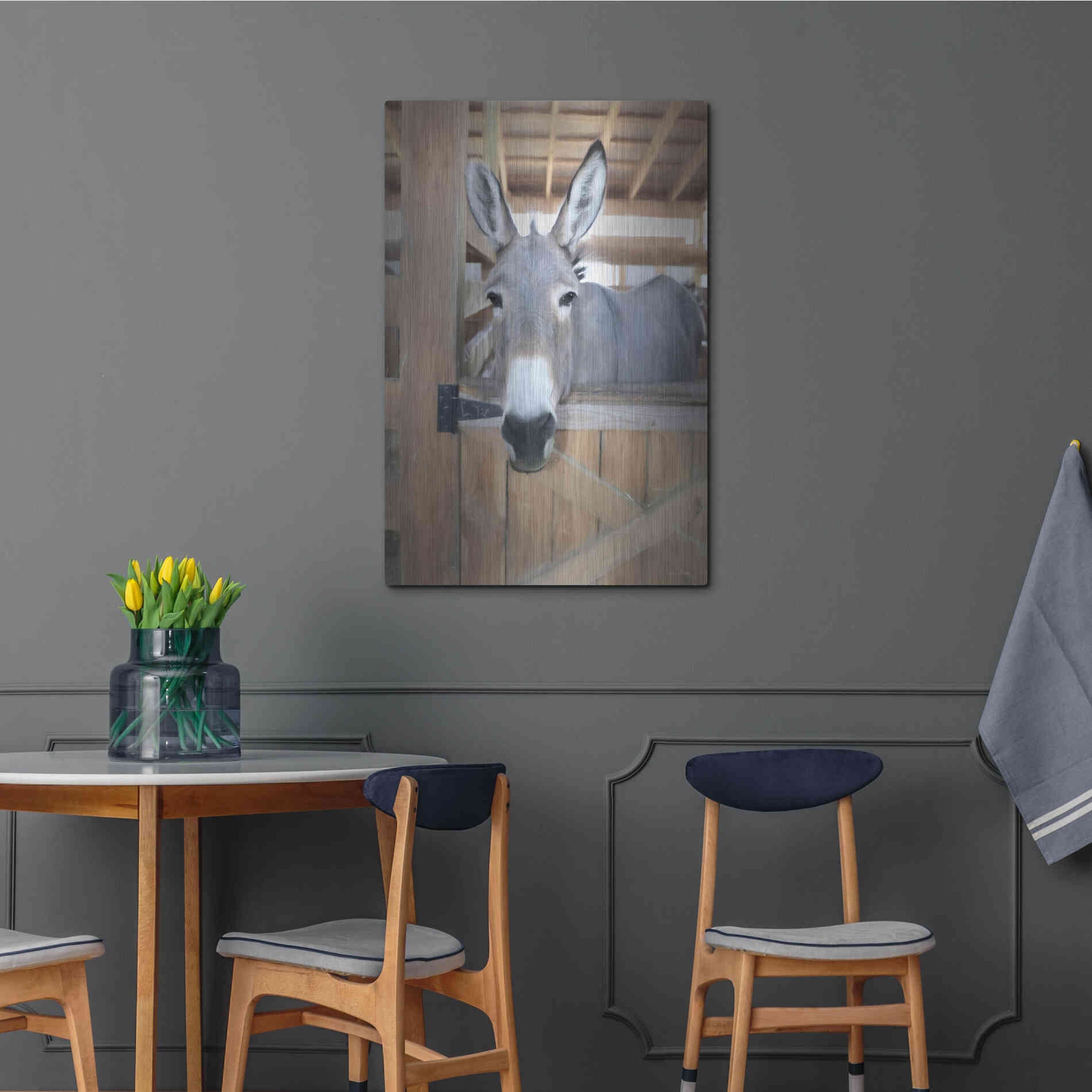 Luxe Metal Art 'Curious Donkey' by Lori Deiter, Metal Wall Art,24x36