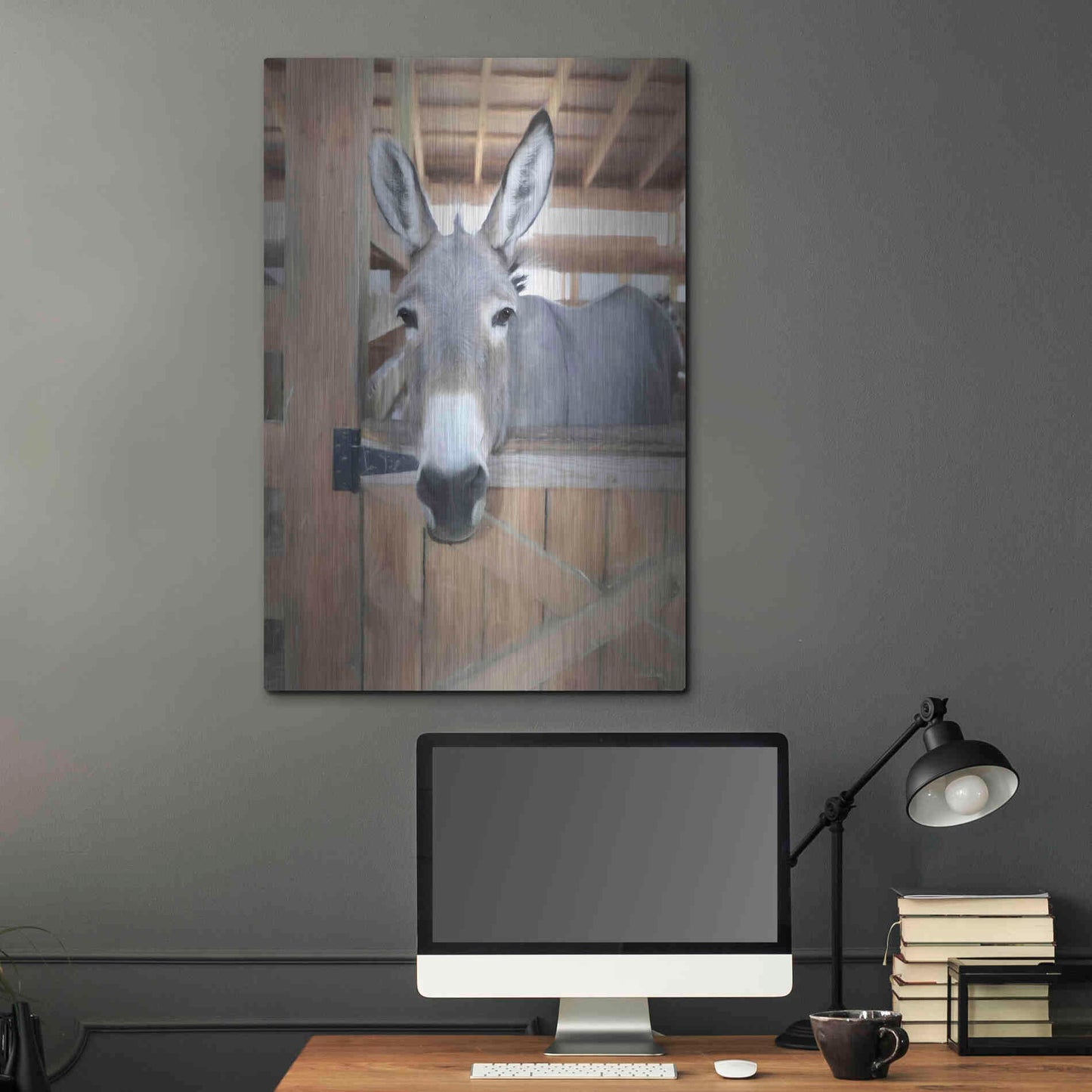 Luxe Metal Art 'Curious Donkey' by Lori Deiter, Metal Wall Art,24x36