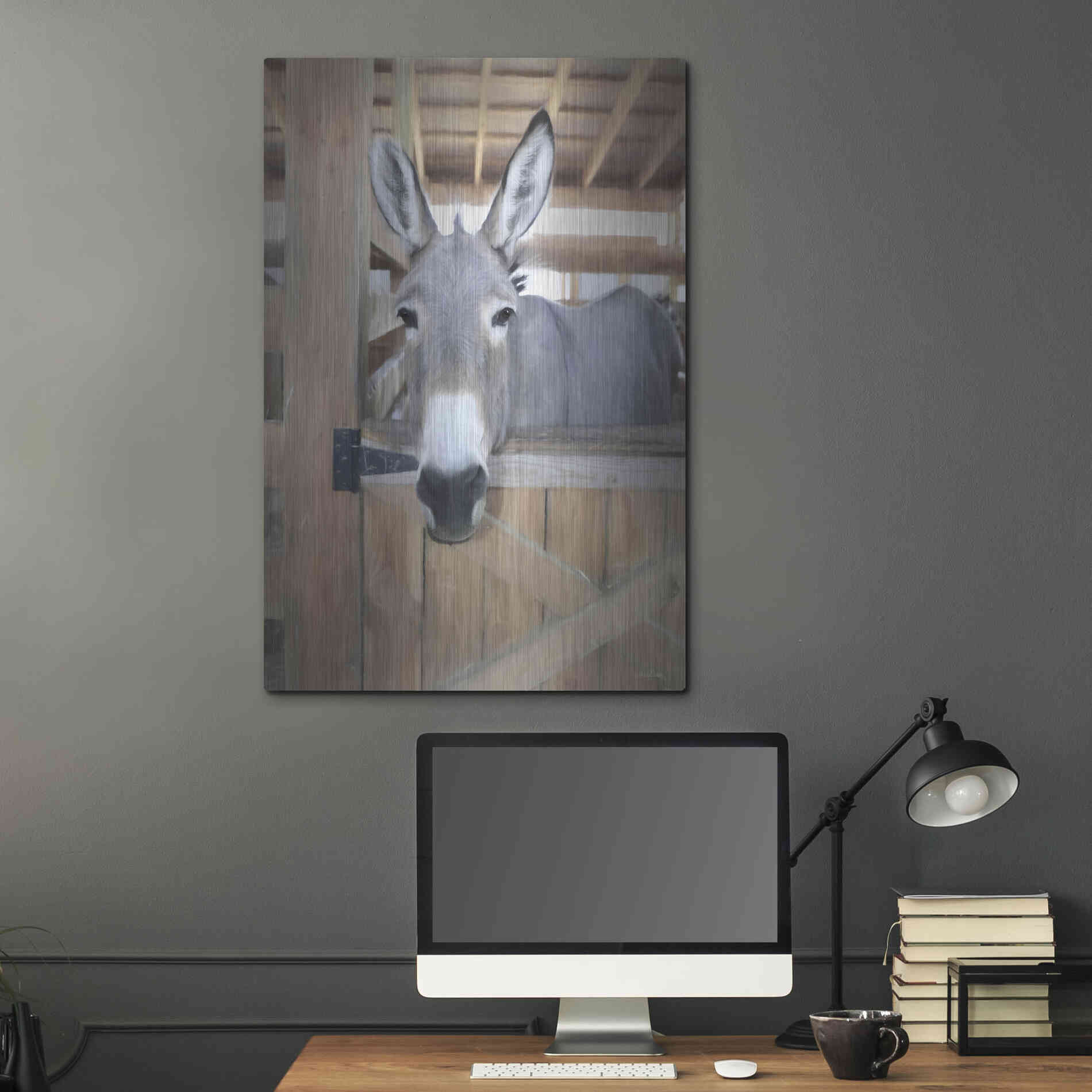 Luxe Metal Art 'Curious Donkey' by Lori Deiter, Metal Wall Art,24x36