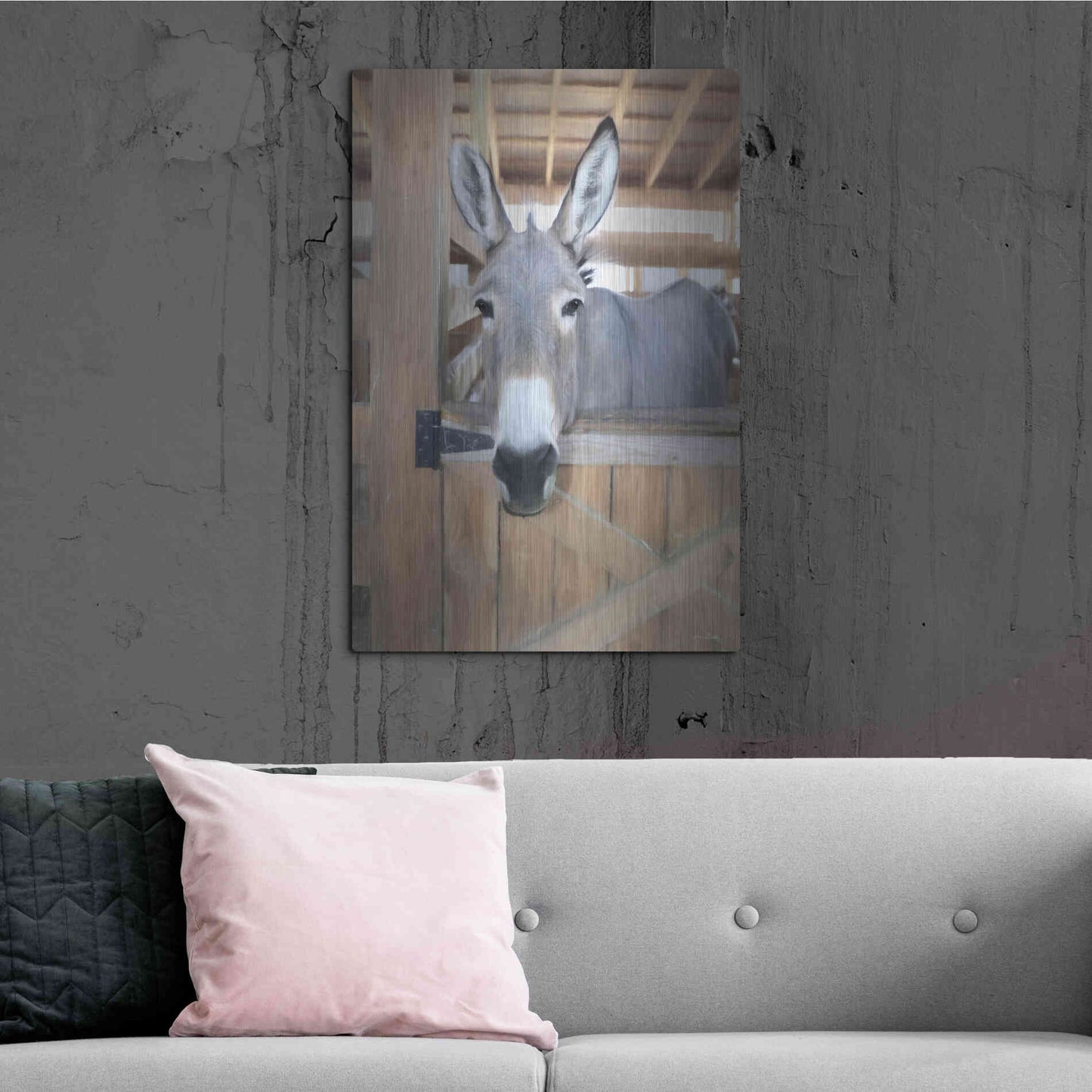 Luxe Metal Art 'Curious Donkey' by Lori Deiter, Metal Wall Art,24x36