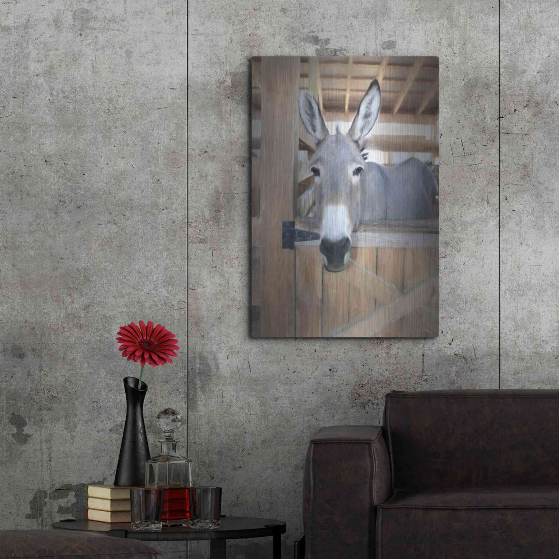 Luxe Metal Art 'Curious Donkey' by Lori Deiter, Metal Wall Art,24x36