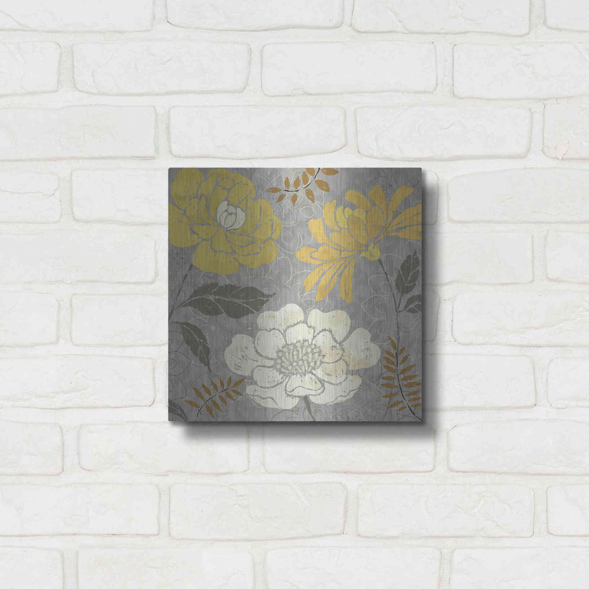 Luxe Metal Art 'Morning Tones Gold II' by Daphne Brissonet, Metal Wall Art,12x12