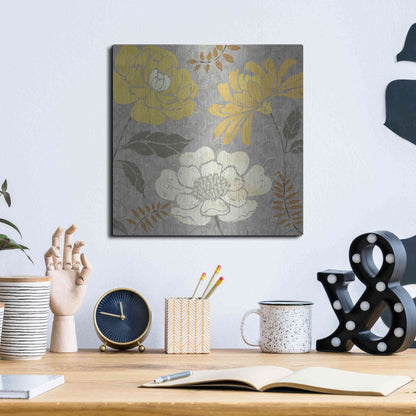 Luxe Metal Art 'Morning Tones Gold II' by Daphne Brissonet, Metal Wall Art,12x12