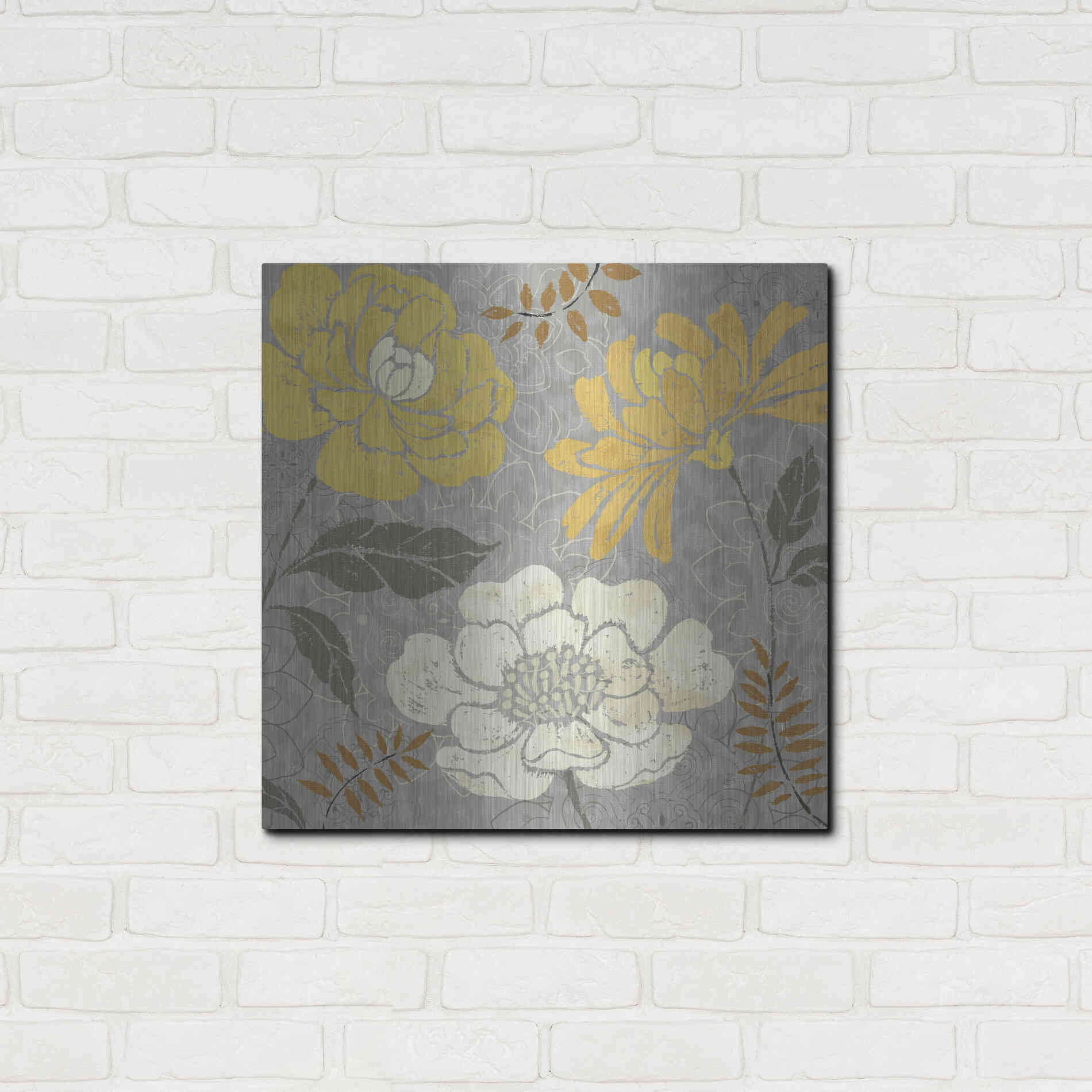 Luxe Metal Art 'Morning Tones Gold II' by Daphne Brissonet, Metal Wall Art,24x24