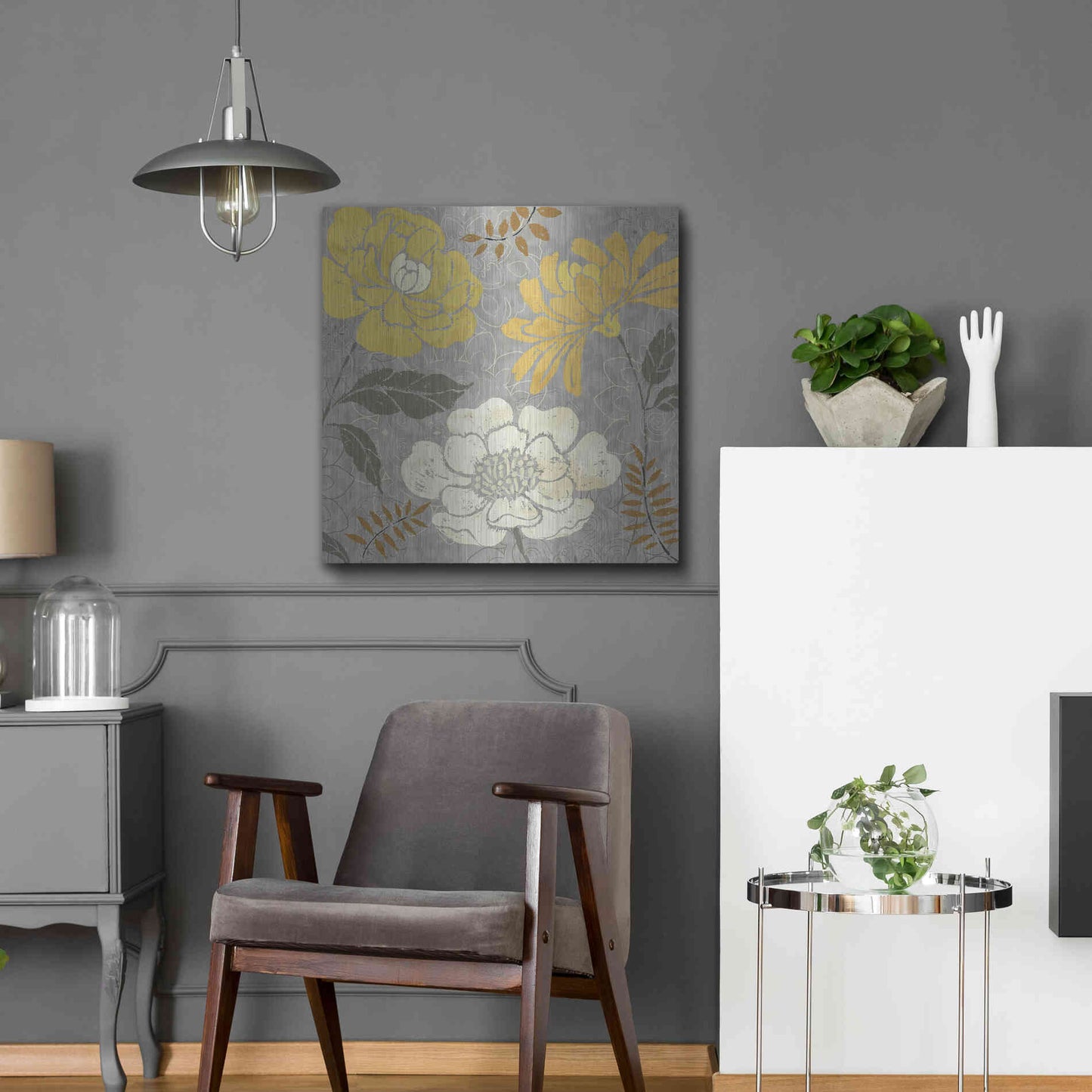 Luxe Metal Art 'Morning Tones Gold II' by Daphne Brissonet, Metal Wall Art,24x24