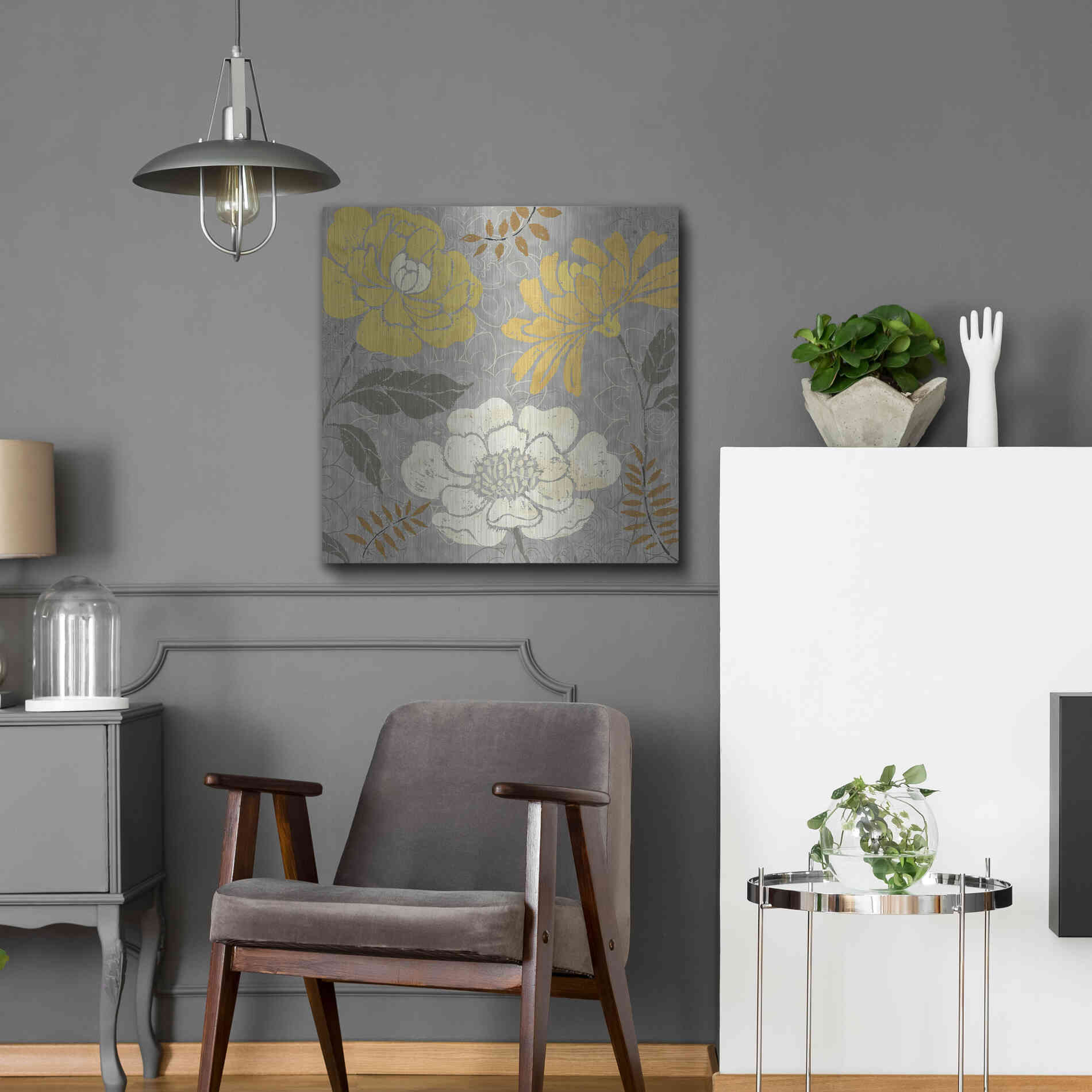 Luxe Metal Art 'Morning Tones Gold II' by Daphne Brissonet, Metal Wall Art,24x24