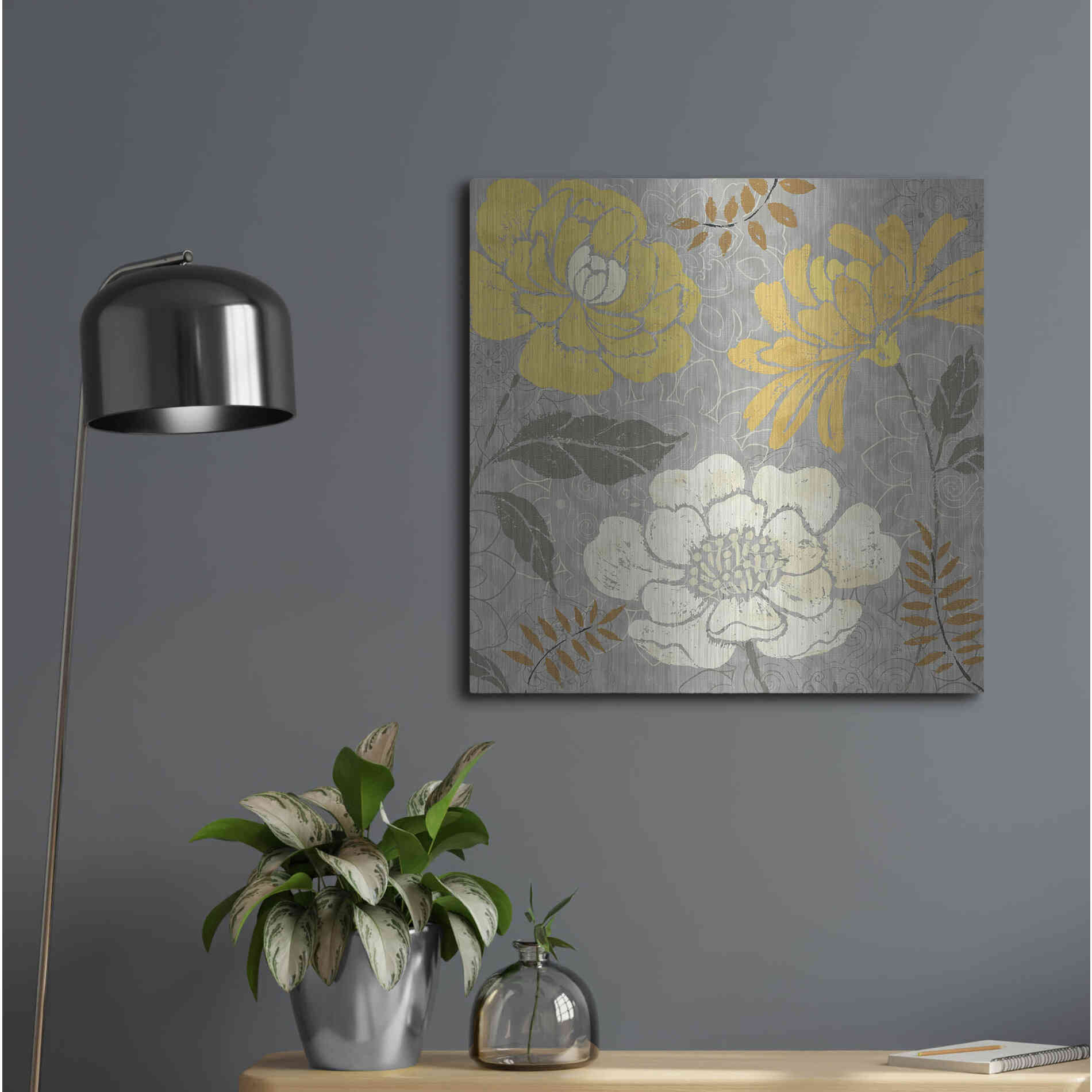 Luxe Metal Art 'Morning Tones Gold II' by Daphne Brissonet, Metal Wall Art,24x24