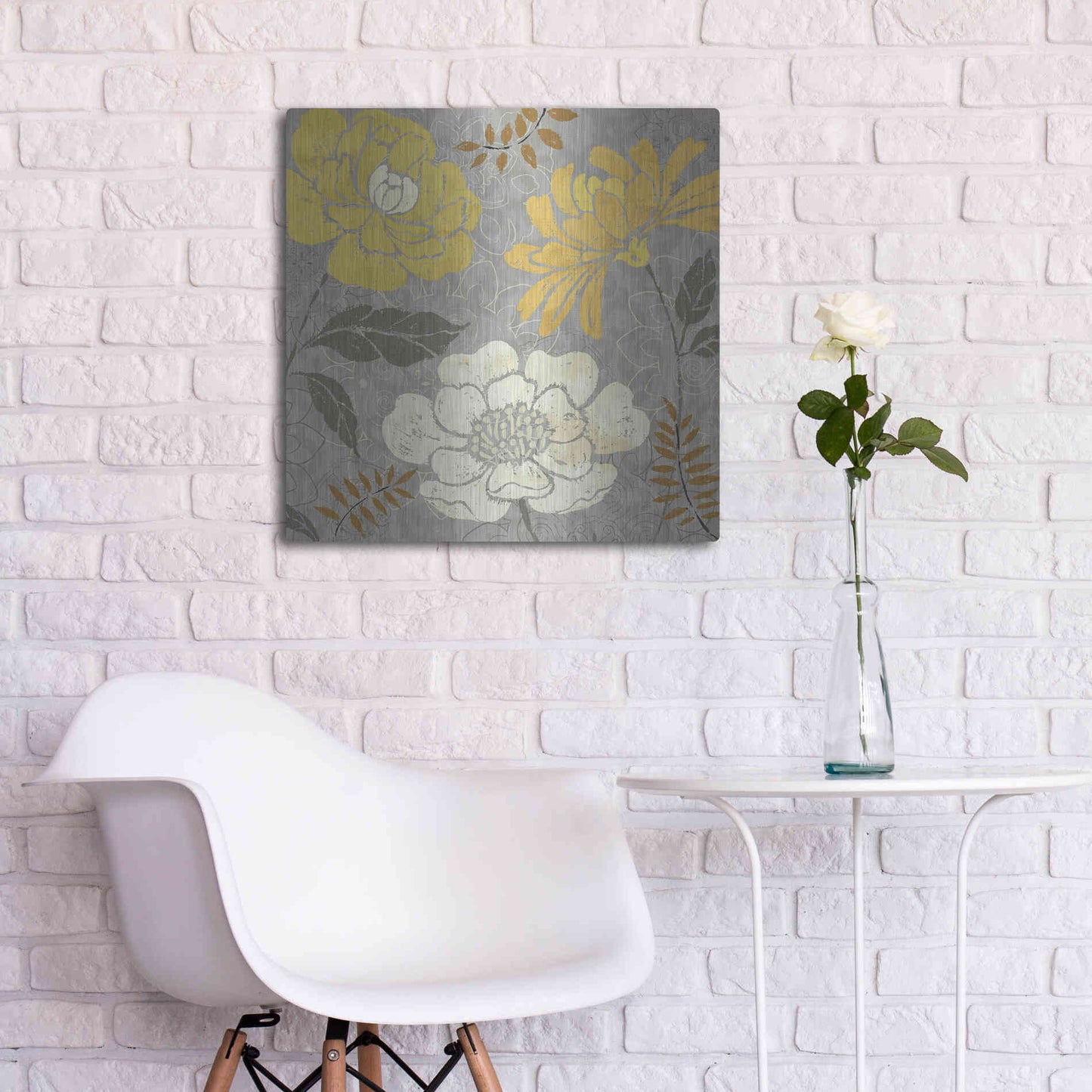 Luxe Metal Art 'Morning Tones Gold II' by Daphne Brissonet, Metal Wall Art,24x24