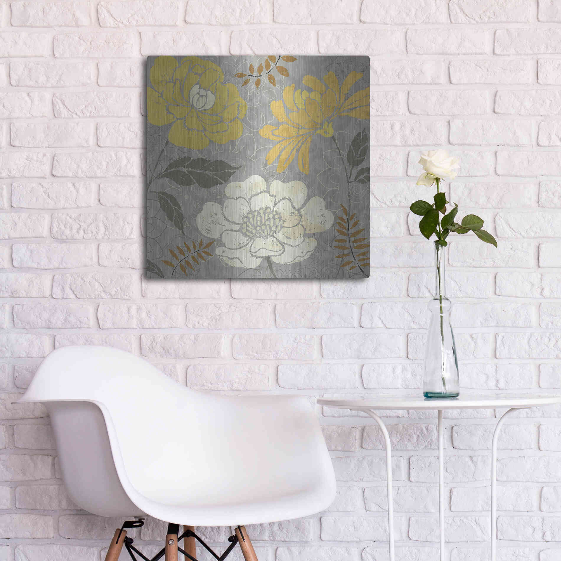 Luxe Metal Art 'Morning Tones Gold II' by Daphne Brissonet, Metal Wall Art,24x24