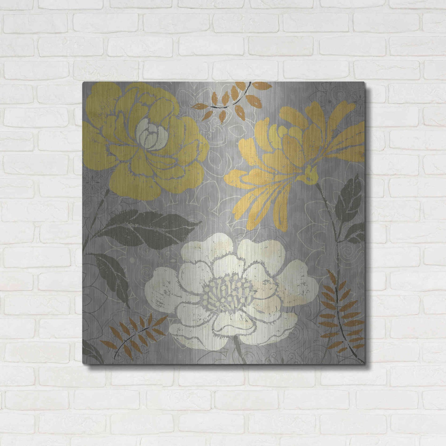 Luxe Metal Art 'Morning Tones Gold II' by Daphne Brissonet, Metal Wall Art,36x36