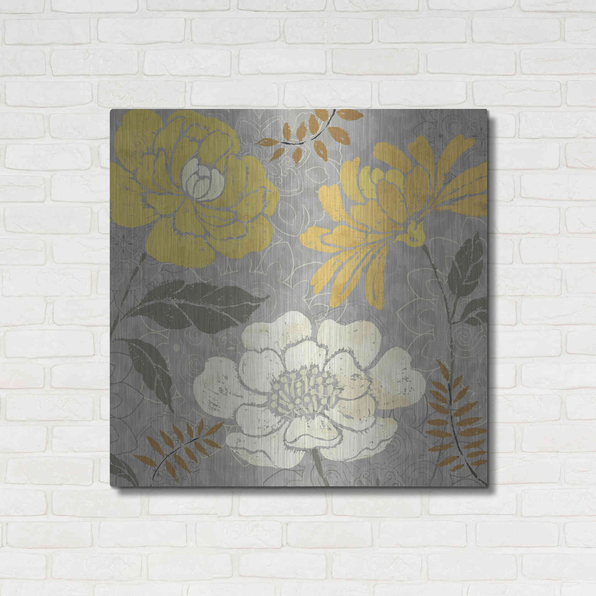 Luxe Metal Art 'Morning Tones Gold II' by Daphne Brissonet, Metal Wall Art,36x36