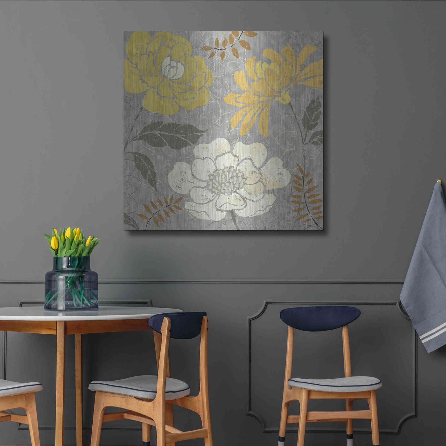 Luxe Metal Art 'Morning Tones Gold II' by Daphne Brissonet, Metal Wall Art,36x36