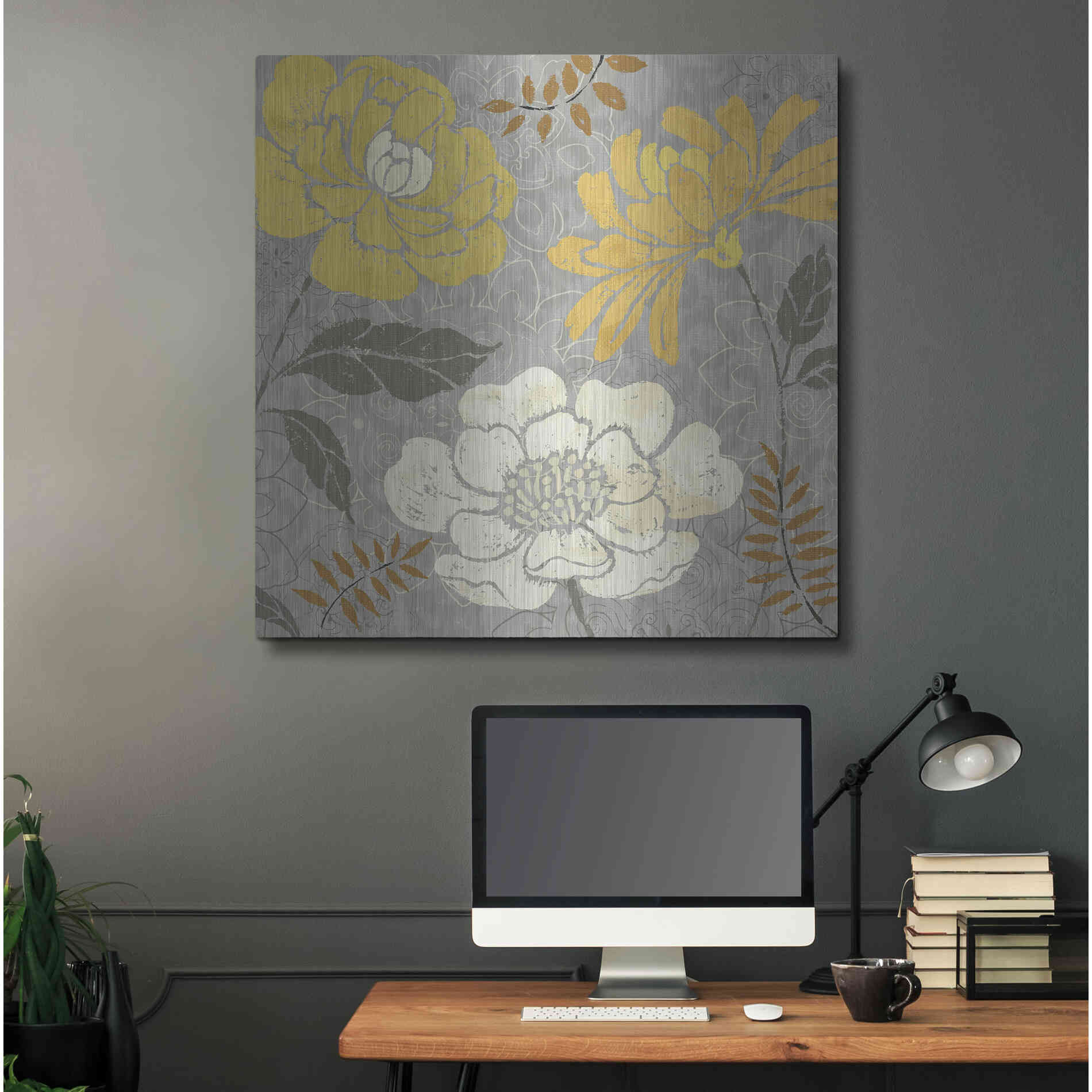 Luxe Metal Art 'Morning Tones Gold II' by Daphne Brissonet, Metal Wall Art,36x36