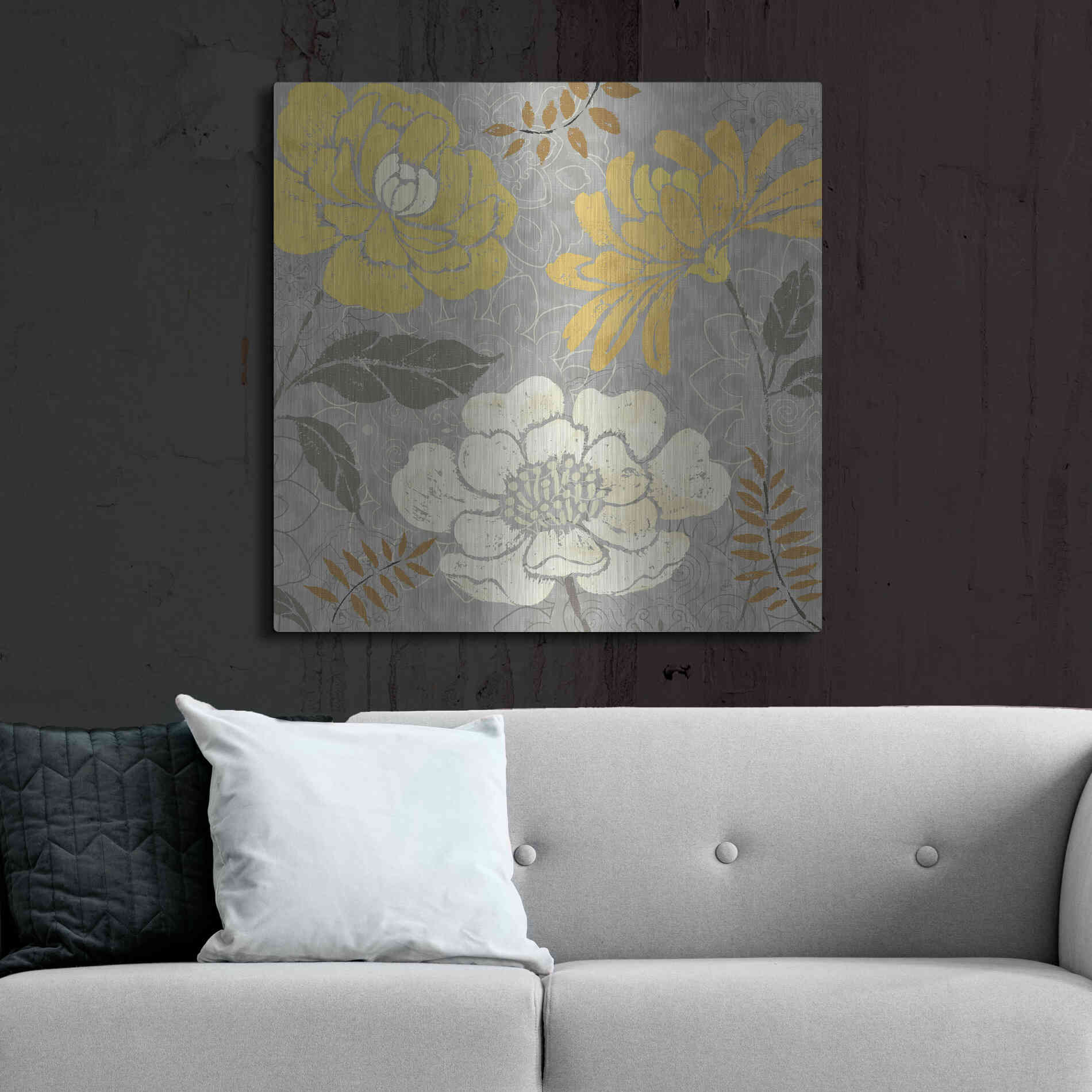 Luxe Metal Art 'Morning Tones Gold II' by Daphne Brissonet, Metal Wall Art,36x36