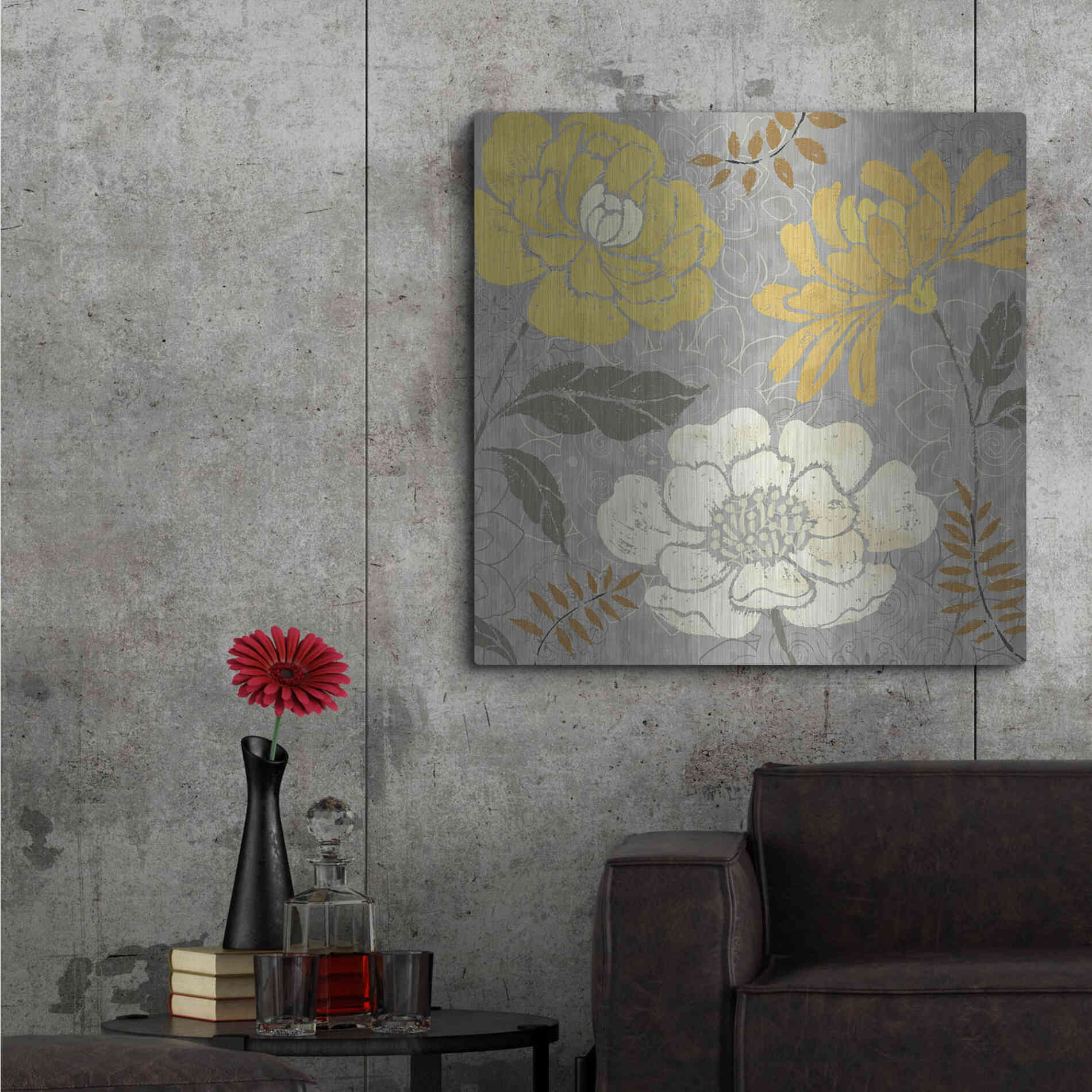 Luxe Metal Art 'Morning Tones Gold II' by Daphne Brissonet, Metal Wall Art,36x36