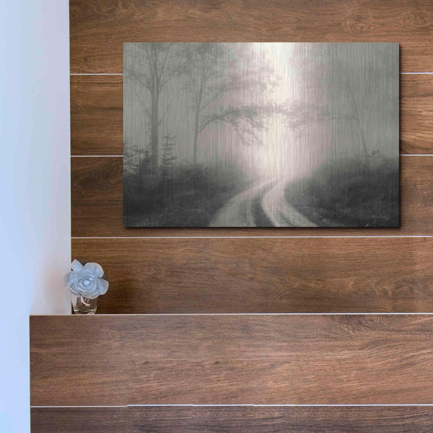 Luxe Metal Art 'Bleached Wood Lands' by Lori Deiter, Metal Wall Art,16x12