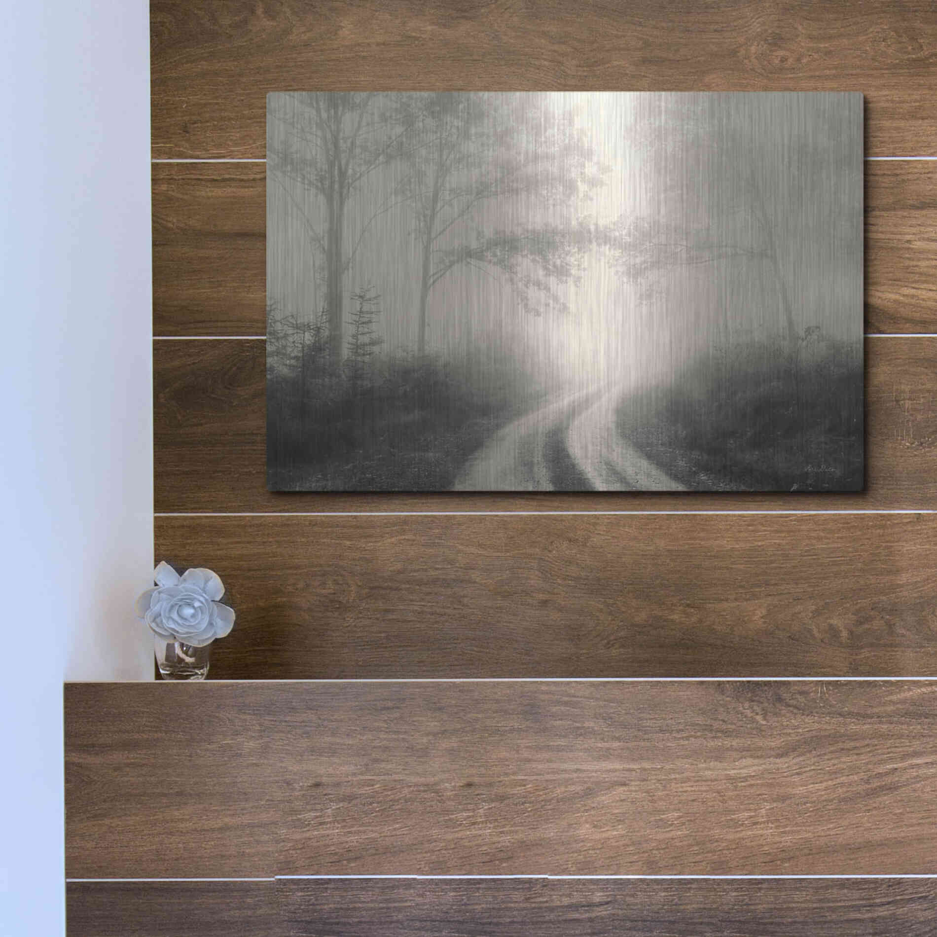 Luxe Metal Art 'Bleached Wood Lands' by Lori Deiter, Metal Wall Art,16x12