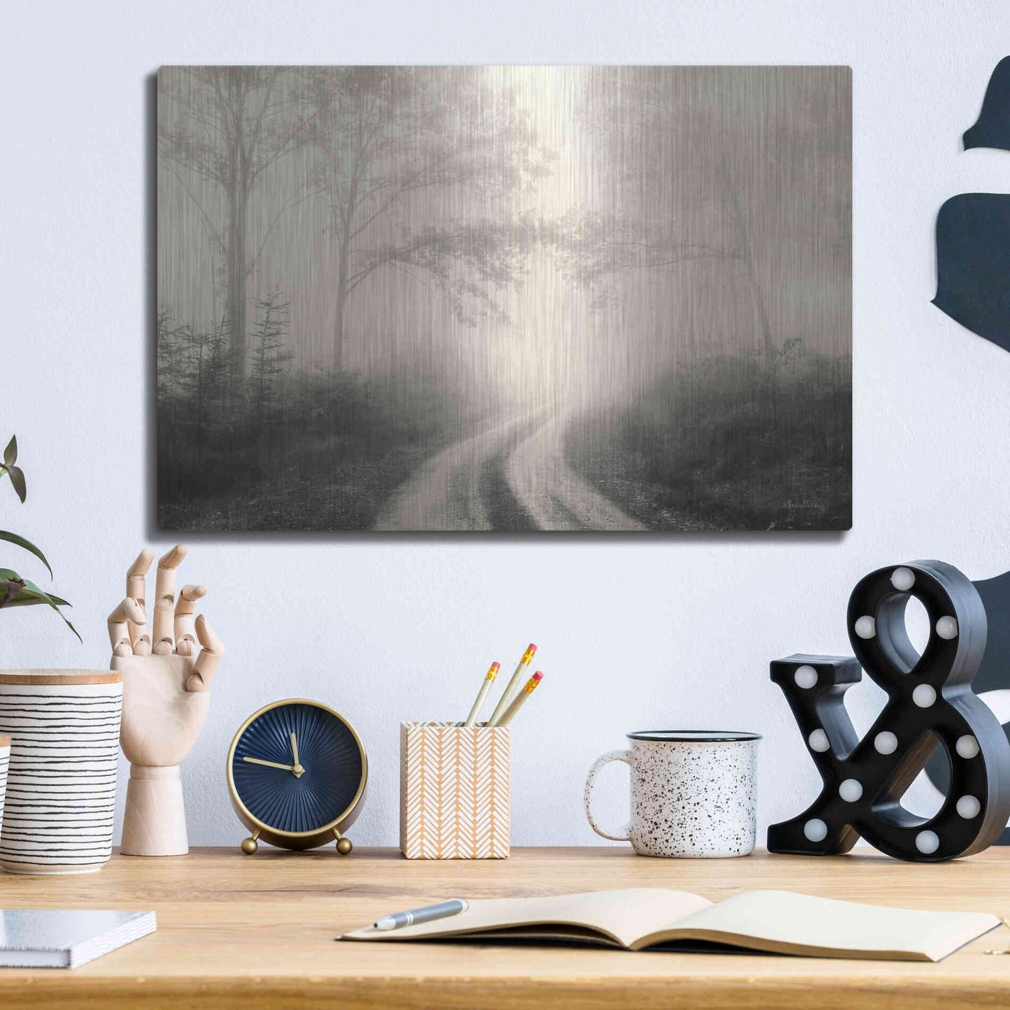 Luxe Metal Art 'Bleached Wood Lands' by Lori Deiter, Metal Wall Art,16x12