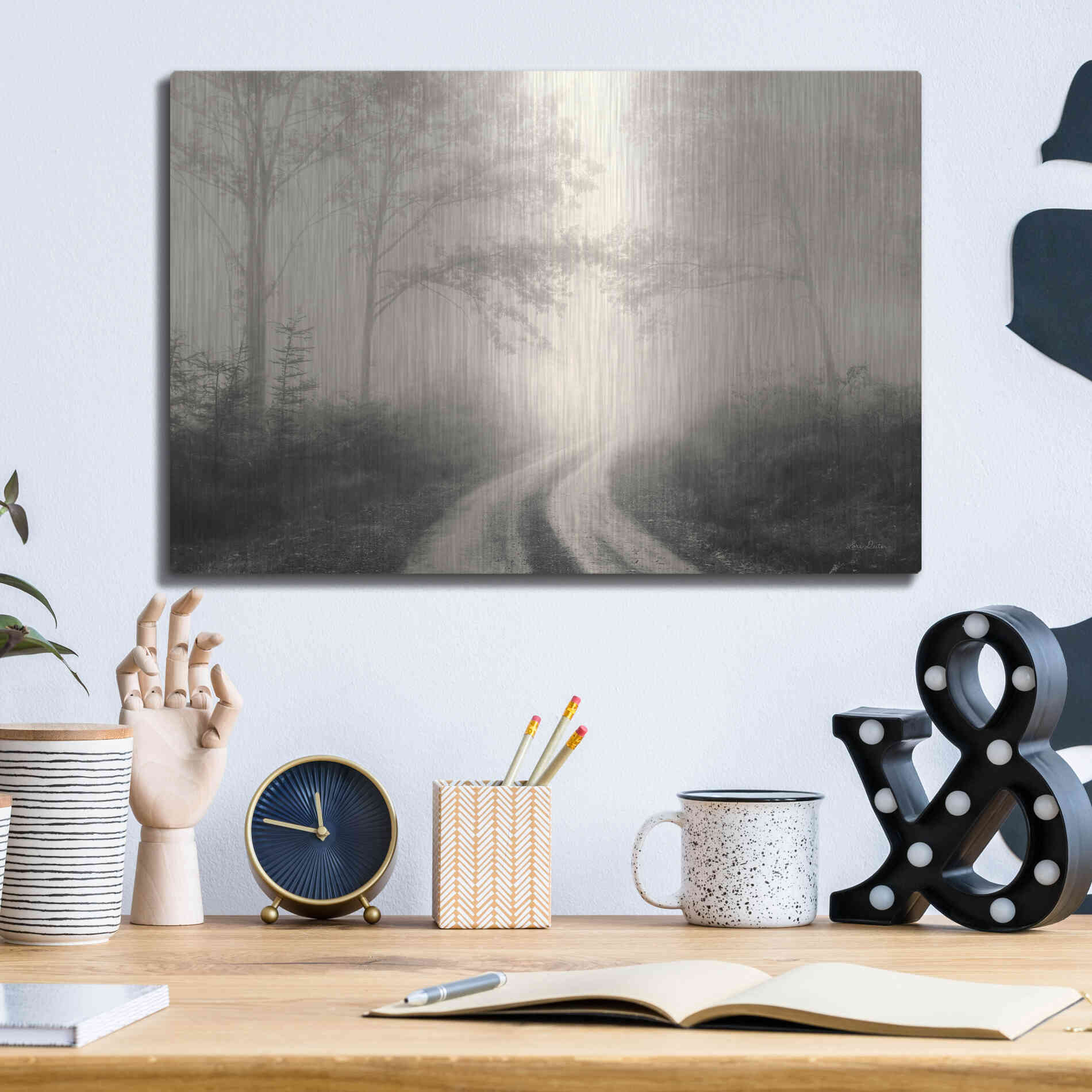 Luxe Metal Art 'Bleached Wood Lands' by Lori Deiter, Metal Wall Art,16x12