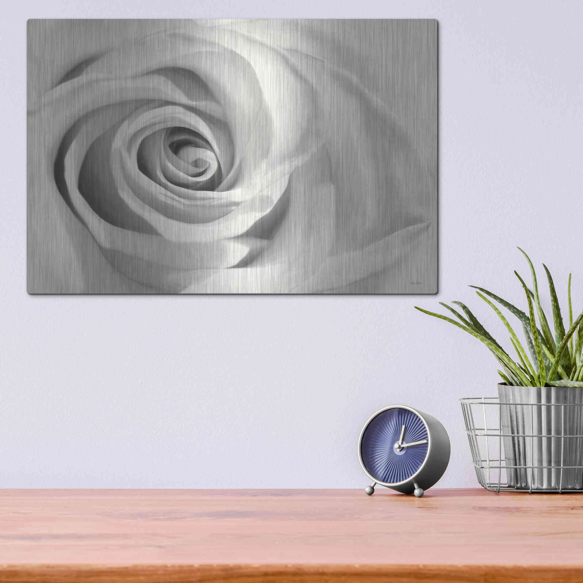 Luxe Metal Art 'Rose II' by Lori Deiter, Metal Wall Art,16x12