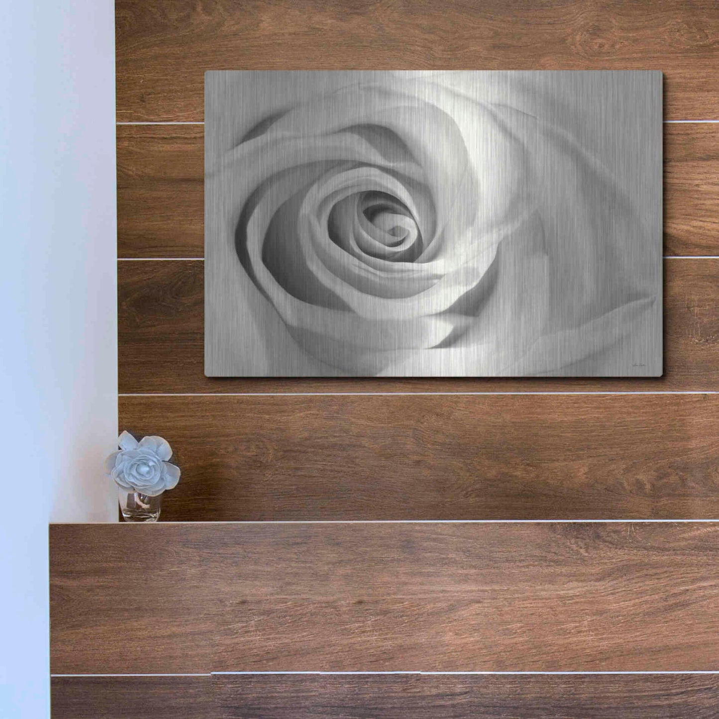 Luxe Metal Art 'Rose II' by Lori Deiter, Metal Wall Art,16x12