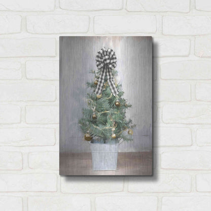 Luxe Metal Art 'Buffalo Plaid Mini Tree' by Lori Deiter, Metal Wall Art,12x16