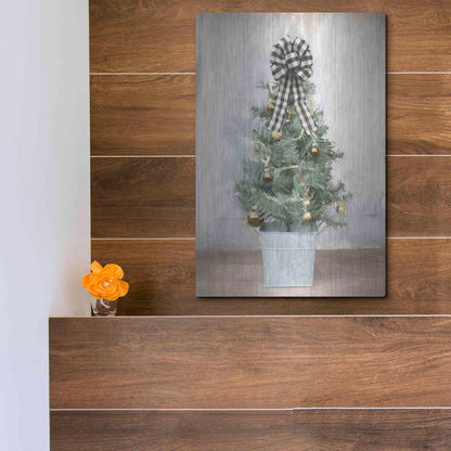 Luxe Metal Art 'Buffalo Plaid Mini Tree' by Lori Deiter, Metal Wall Art,12x16