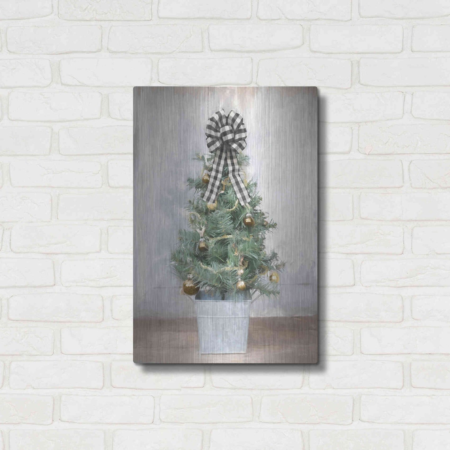 Luxe Metal Art 'Buffalo Plaid Mini Tree' by Lori Deiter, Metal Wall Art,16x24