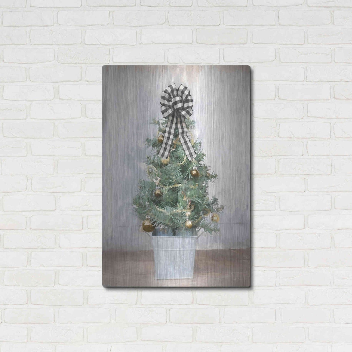 Luxe Metal Art 'Buffalo Plaid Mini Tree' by Lori Deiter, Metal Wall Art,24x36