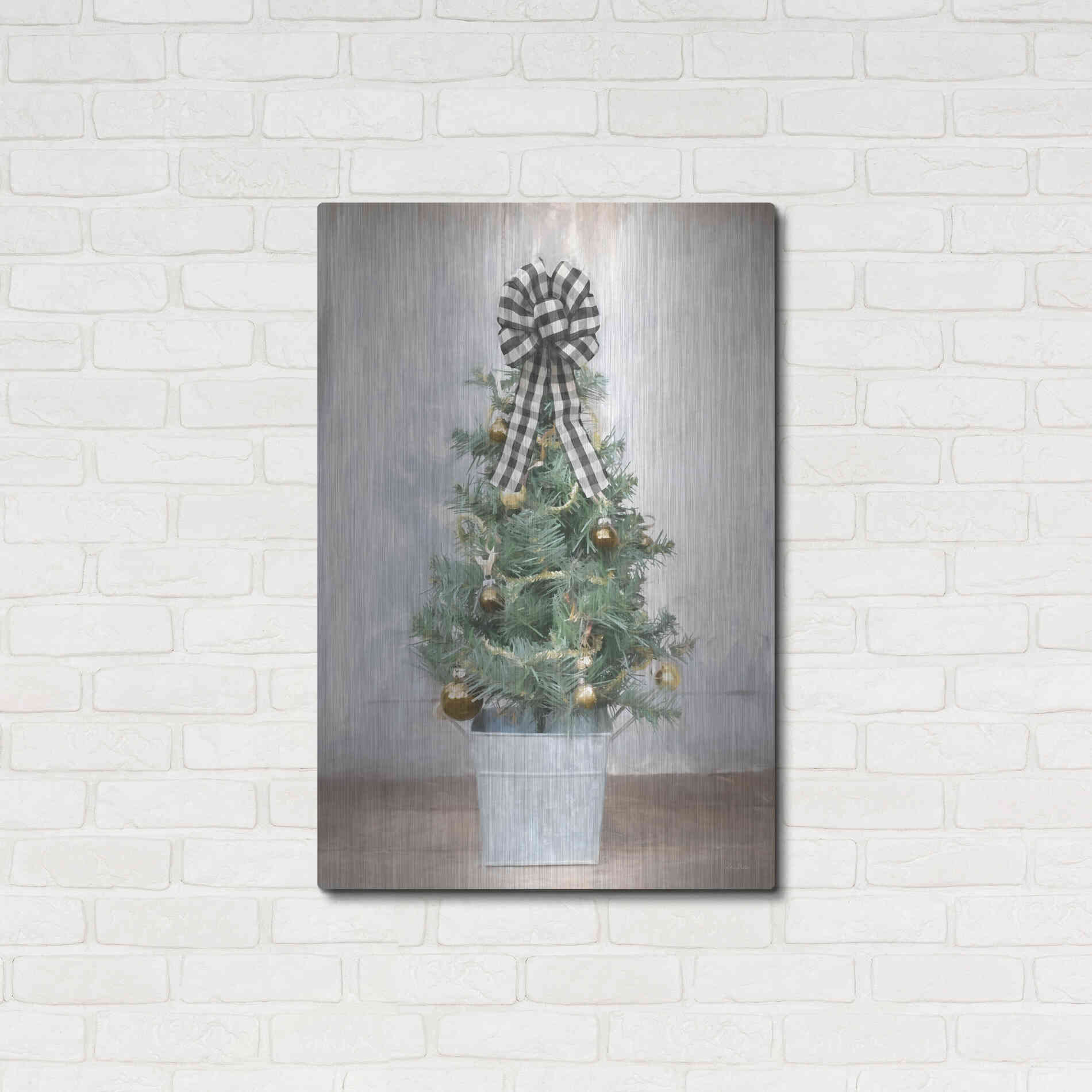 Luxe Metal Art 'Buffalo Plaid Mini Tree' by Lori Deiter, Metal Wall Art,24x36