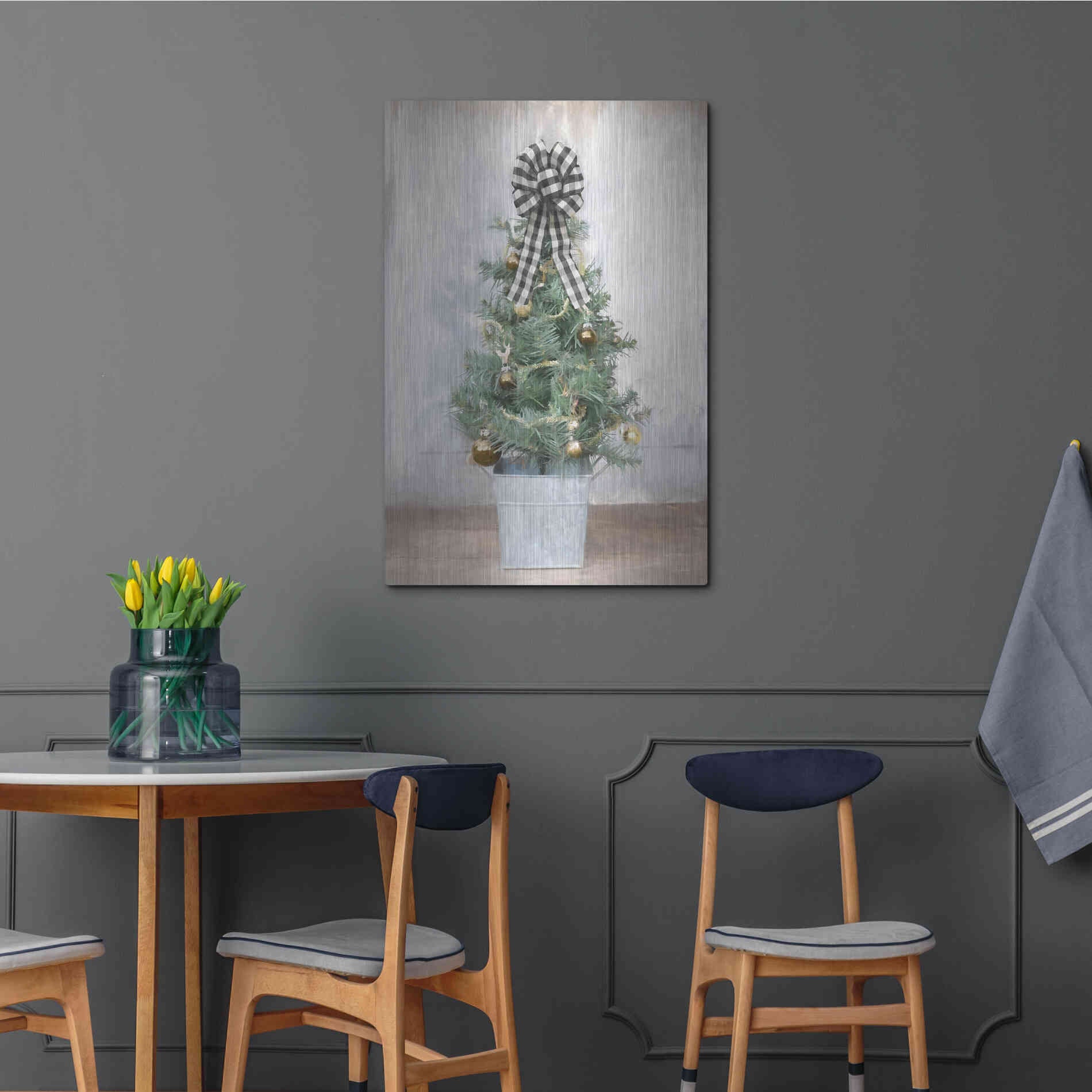 Luxe Metal Art 'Buffalo Plaid Mini Tree' by Lori Deiter, Metal Wall Art,24x36