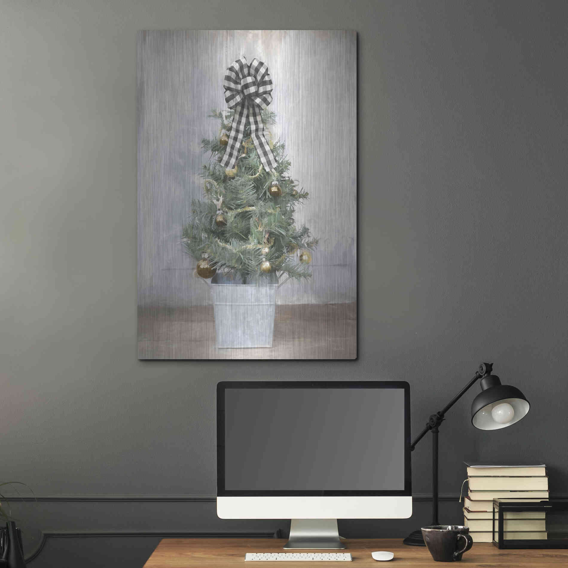 Luxe Metal Art 'Buffalo Plaid Mini Tree' by Lori Deiter, Metal Wall Art,24x36