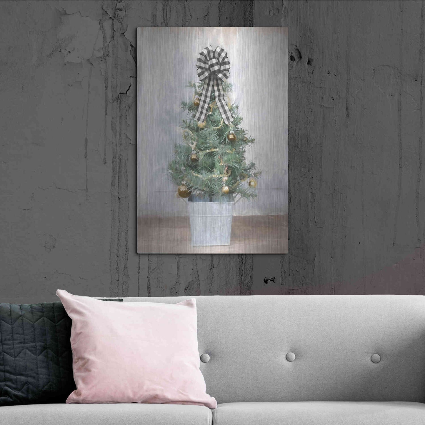 Luxe Metal Art 'Buffalo Plaid Mini Tree' by Lori Deiter, Metal Wall Art,24x36