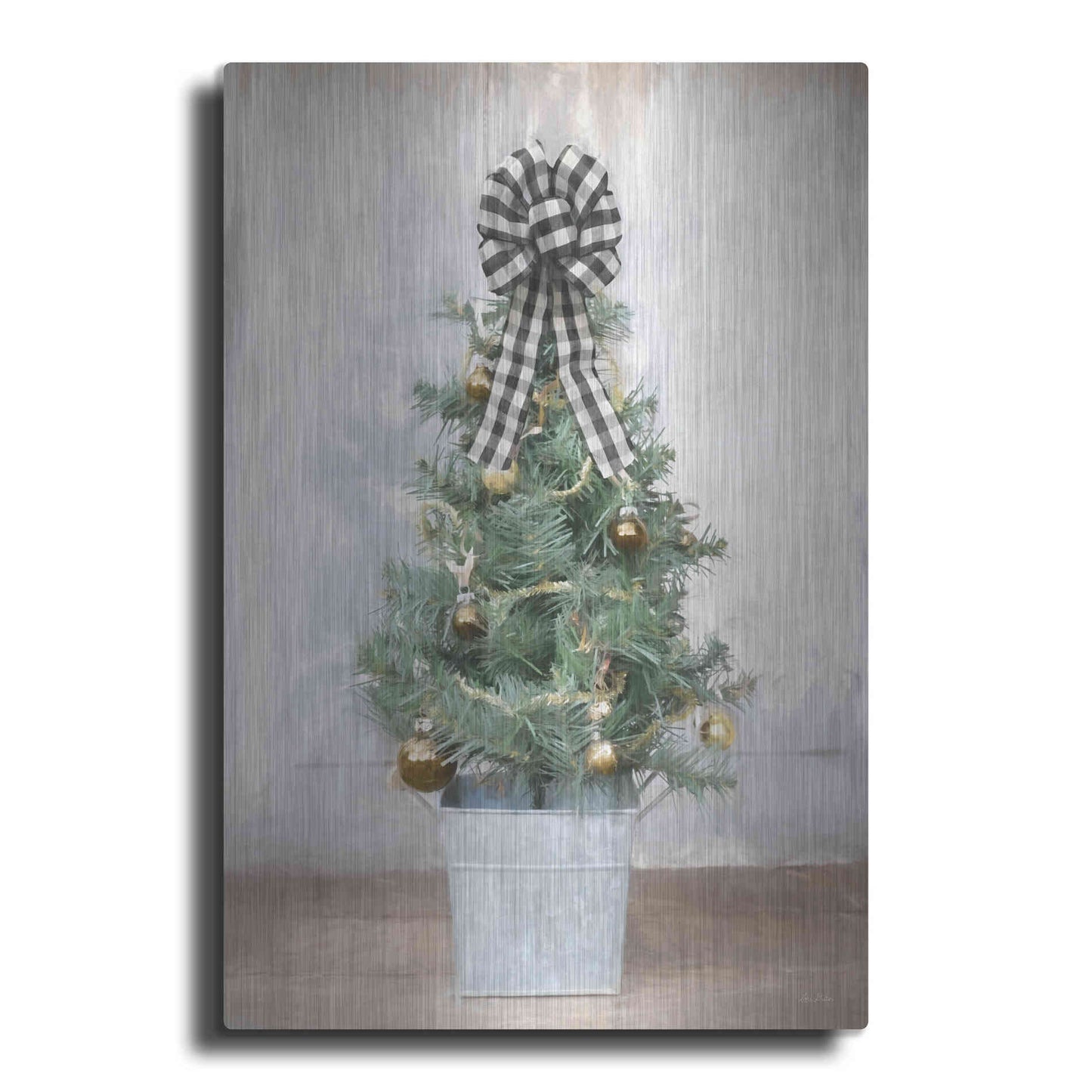 Luxe Metal Art 'Buffalo Plaid Mini Tree' by Lori Deiter, Metal Wall Art