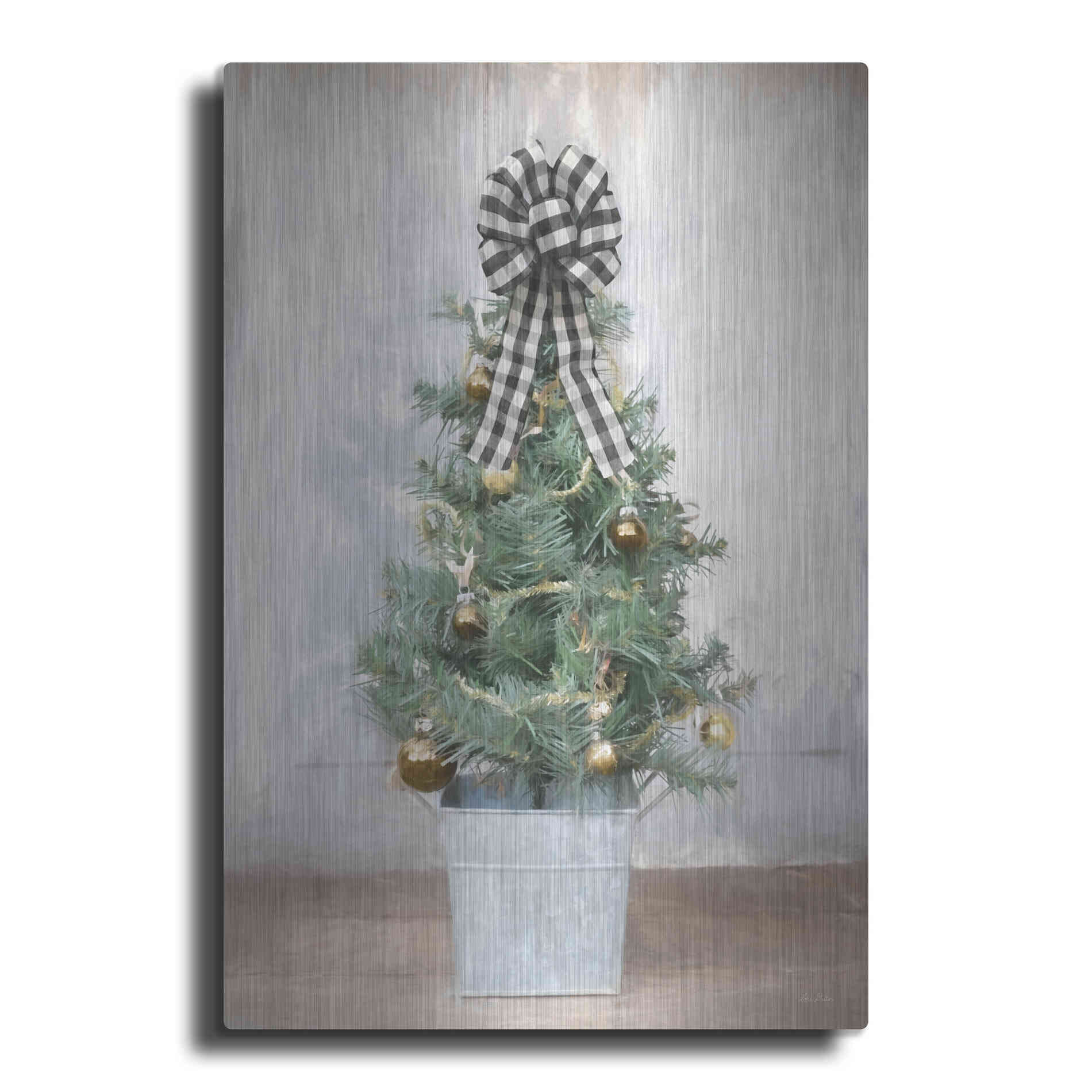 Luxe Metal Art 'Buffalo Plaid Mini Tree' by Lori Deiter, Metal Wall Art