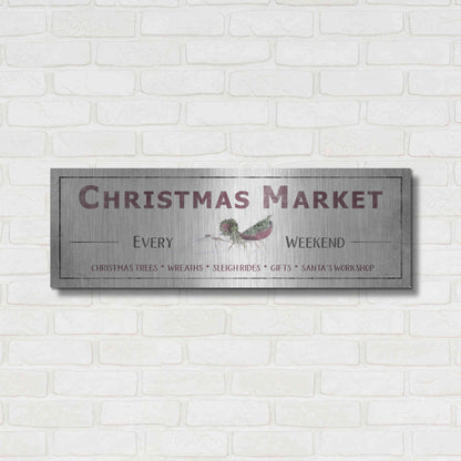 Luxe Metal Art 'Christmas Market Sign II' by Lori Deiter, Metal Wall Art,36x12