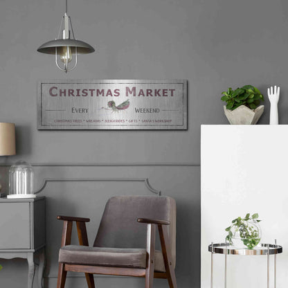 Luxe Metal Art 'Christmas Market Sign II' by Lori Deiter, Metal Wall Art,36x12