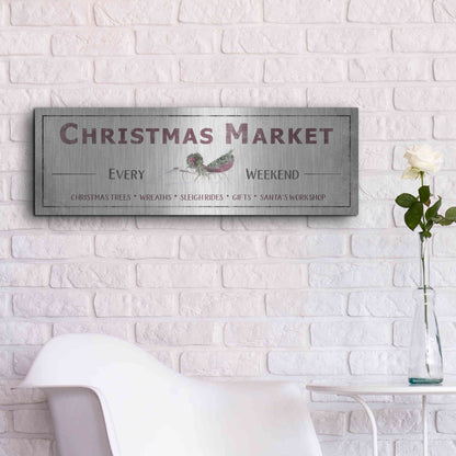 Luxe Metal Art 'Christmas Market Sign II' by Lori Deiter, Metal Wall Art,36x12